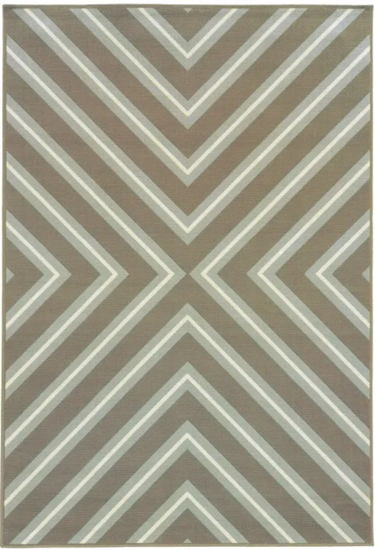 4' X 6' Geometric Stain Resistant Indoor / Outdoor Area Rug - Blue / Gray