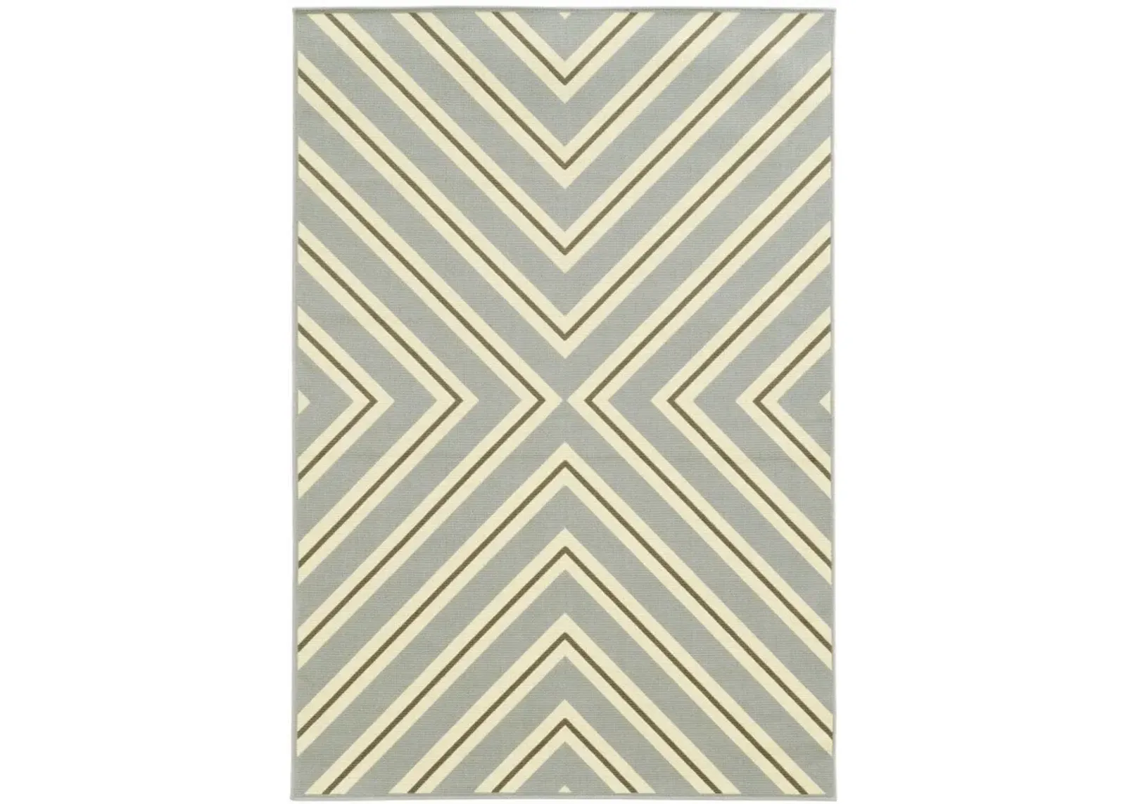 4' X 6' Geometric Stain Resistant Outdoor & Indoor Area Rug - Gray / Ivory