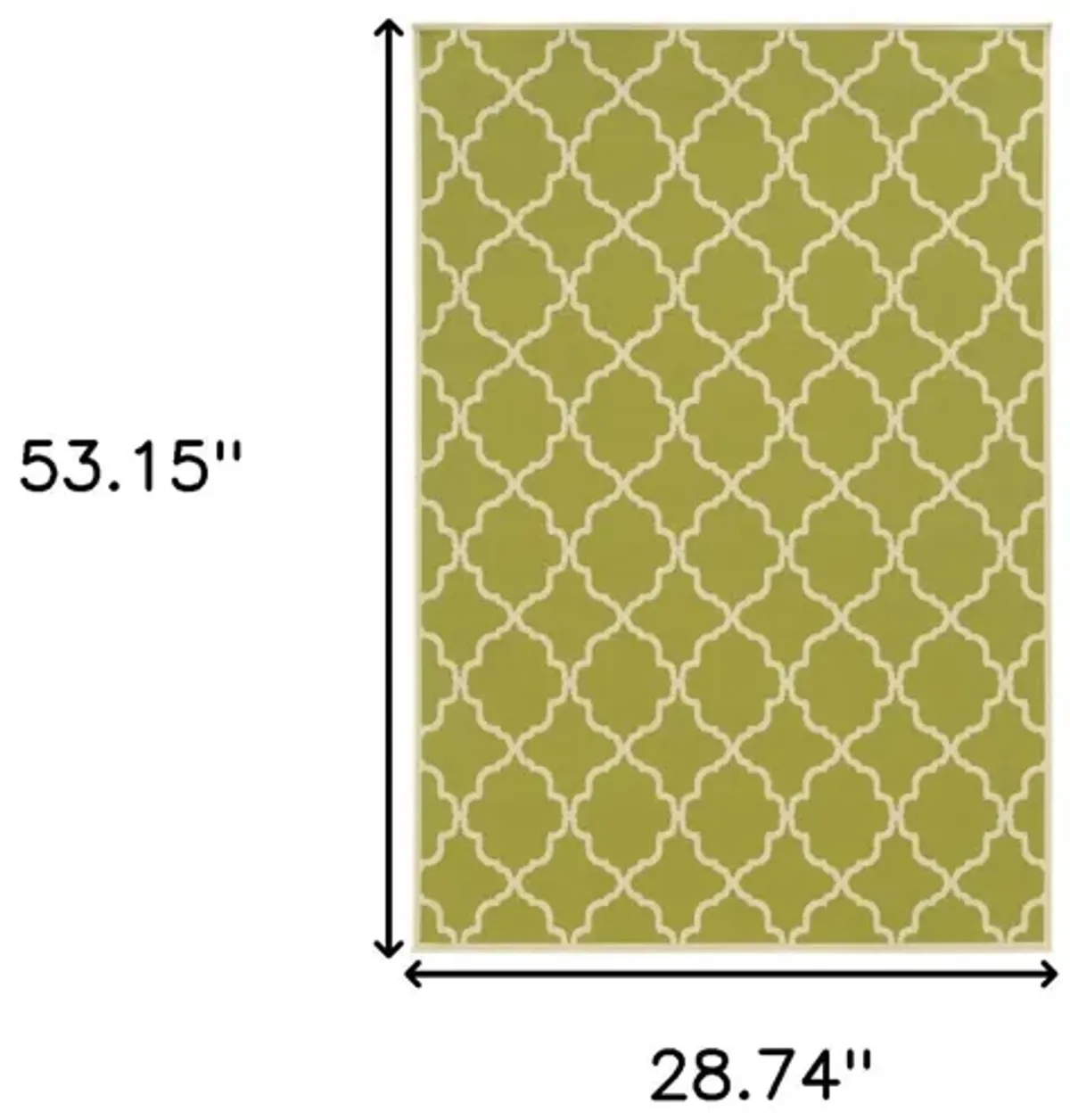 2' X 4' Geometric Stain Resistant Indoor & Outdoor Area Rug - Green / Ivory