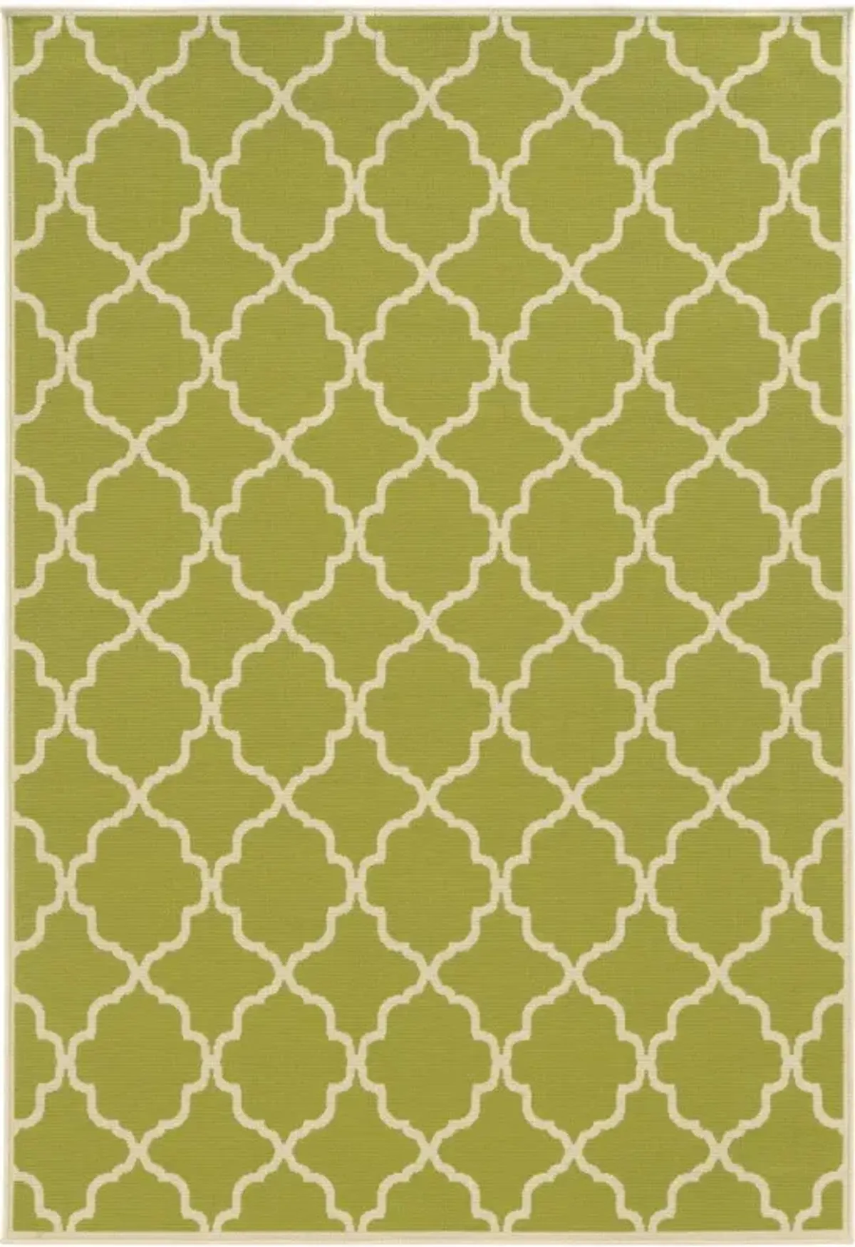 2' X 4' Geometric Stain Resistant Indoor & Outdoor Area Rug - Green / Ivory