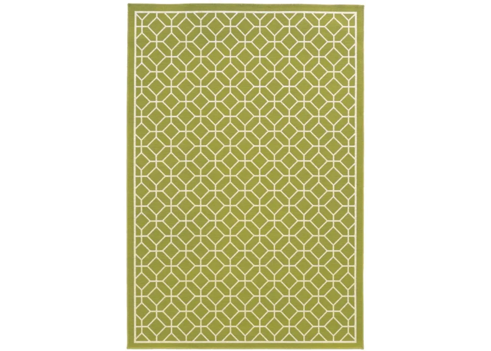 5' X 8' Geometric Stain Resistant Outdoor & Indoor Area Rug - Green / Ivory