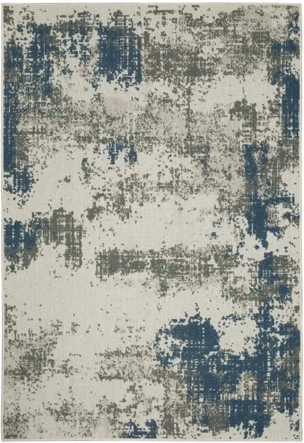 5' X 7' Abstract Stain Resistant Indoor / Outdoor Area Rug - Blue / Beige