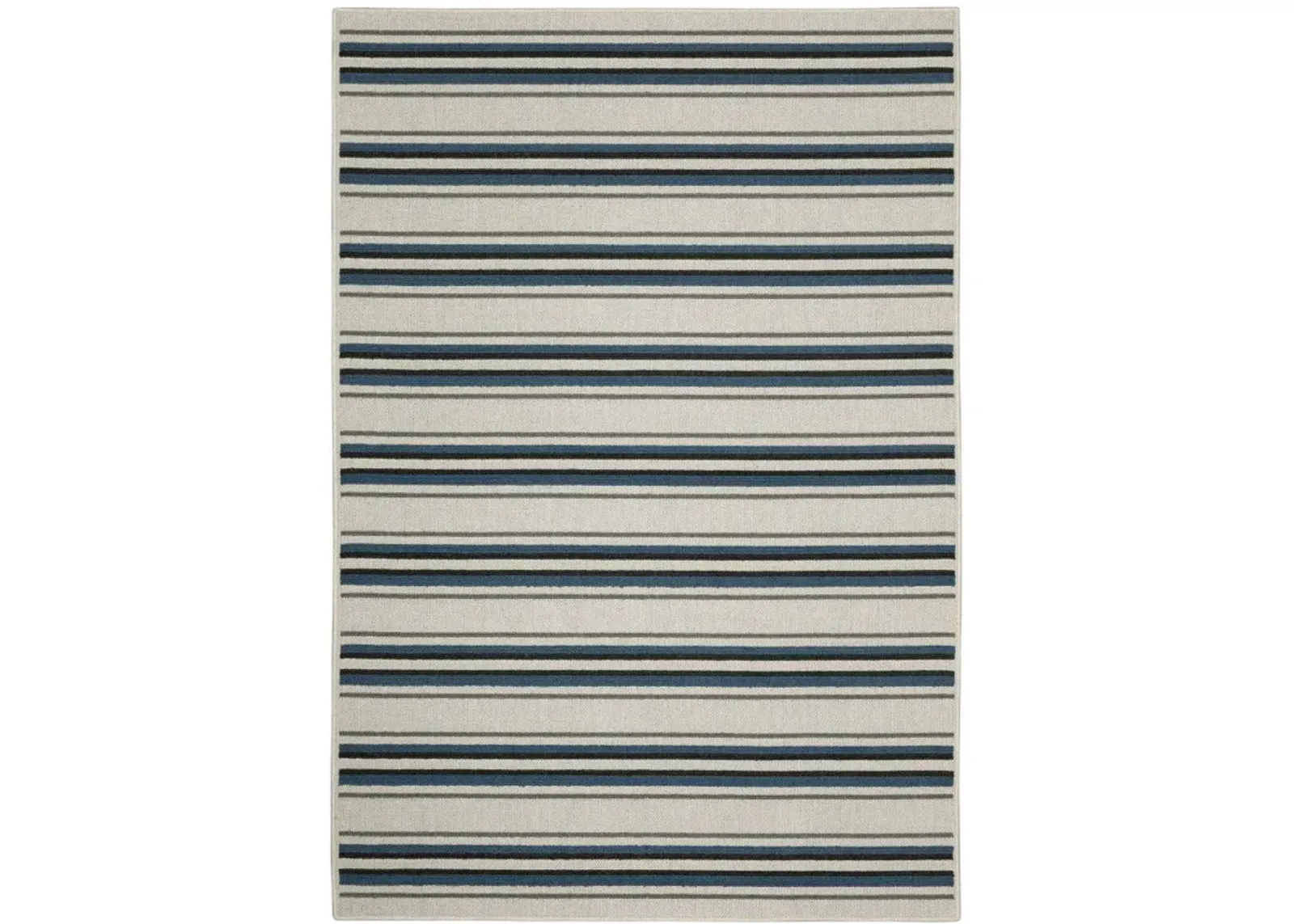 5' X 7' Geometric Stain Resistant Indoor & Outdoor Area Rug - Blue / Beige