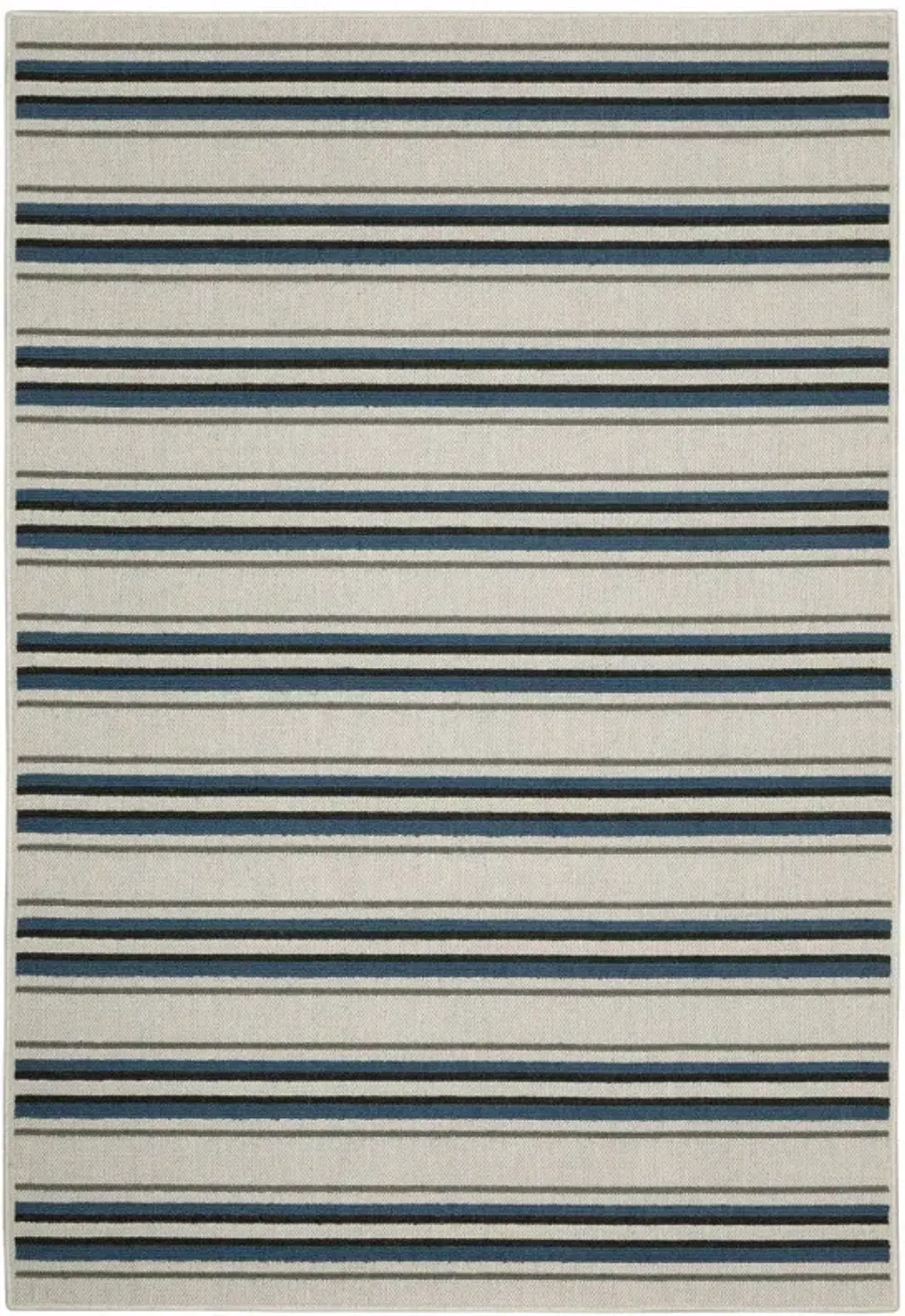 5' X 7' Geometric Stain Resistant Indoor & Outdoor Area Rug - Blue / Beige