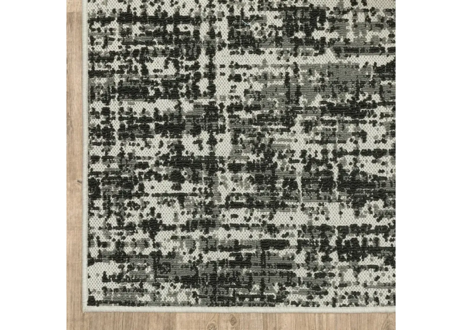 3' X 5' Abstract Stain Resistant Indoor / Outdoor Area Rug - Beige / Black