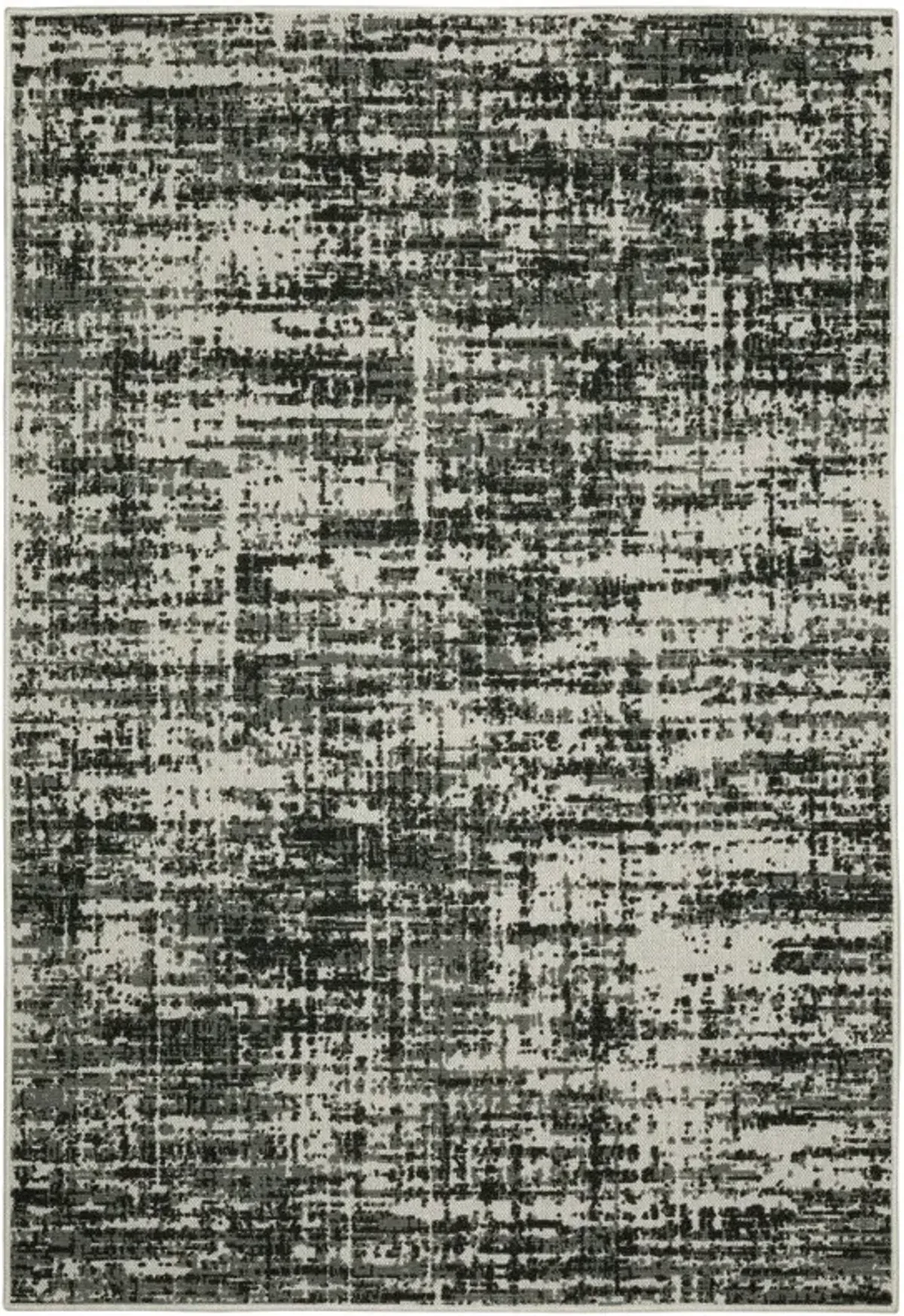 10' X 13' Abstract Stain Resistant Indoor / Outdoor Area Rug - Beige / Black