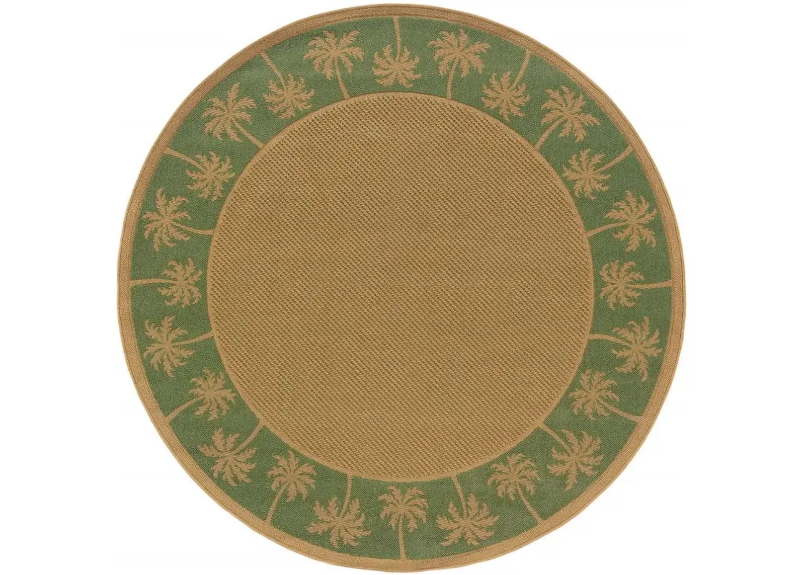 8' X 8' Round Stain Resistant Outdoor & Indoor Area Rug - Beige