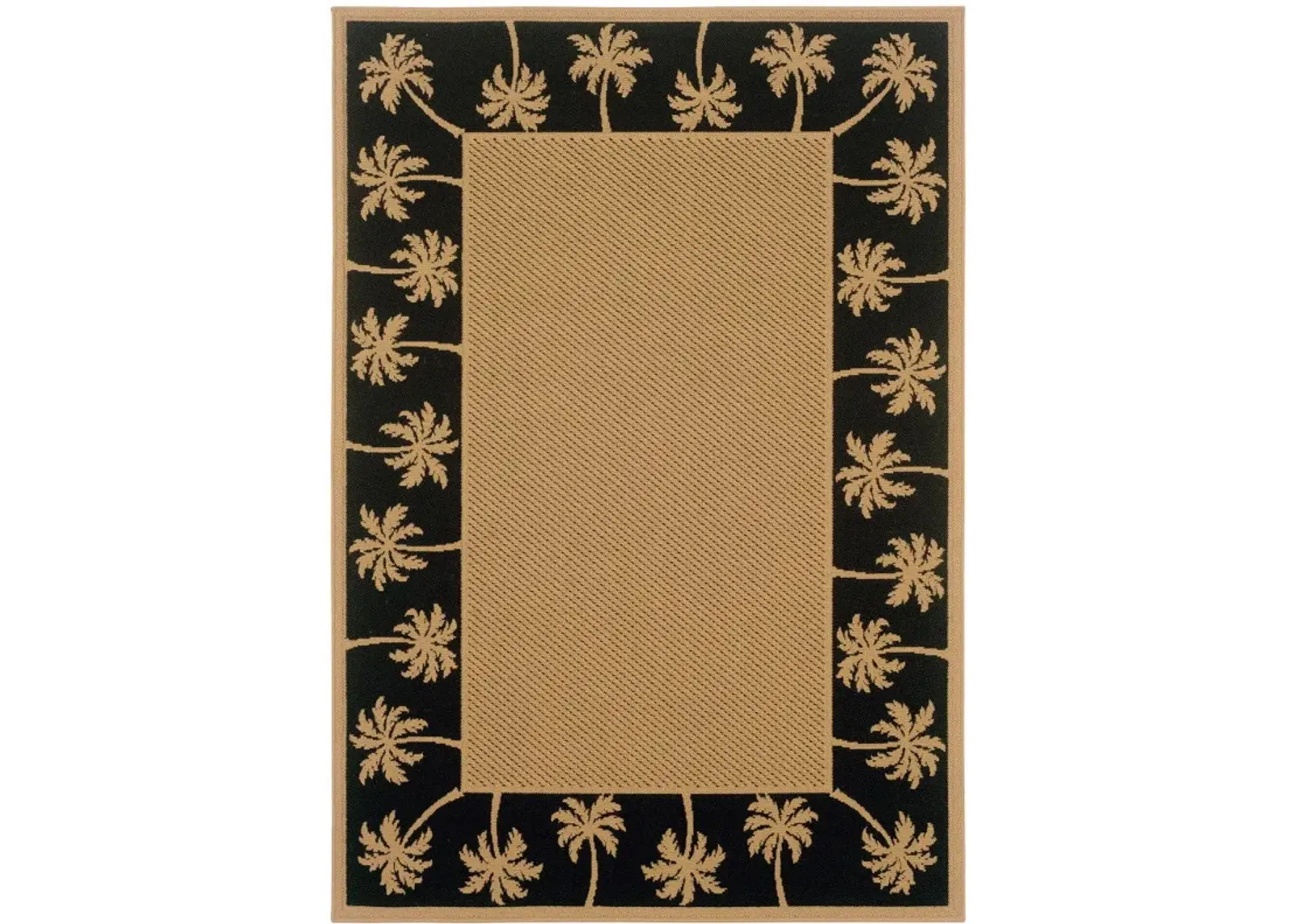 5' X 8' Stain Resistant Indoor / Outdoor Area Rug - Beige / Black