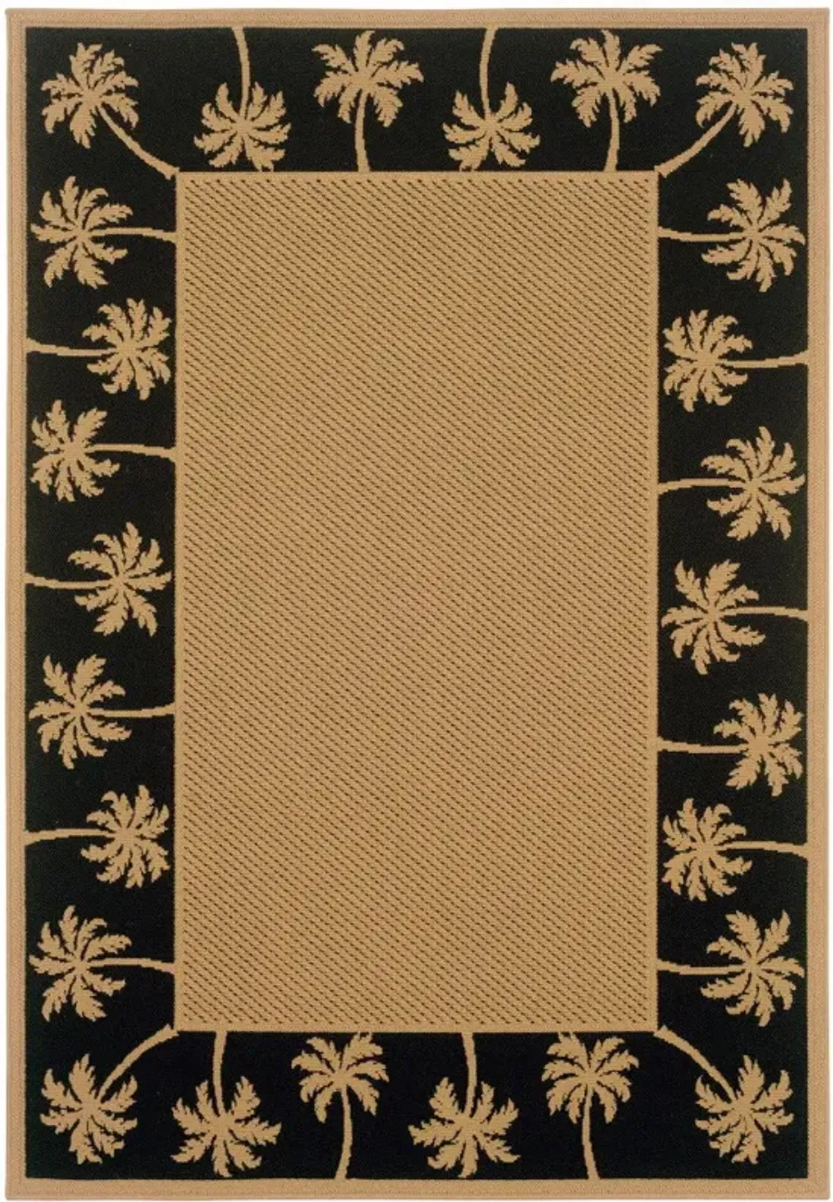 5' X 8' Stain Resistant Indoor / Outdoor Area Rug - Beige / Black