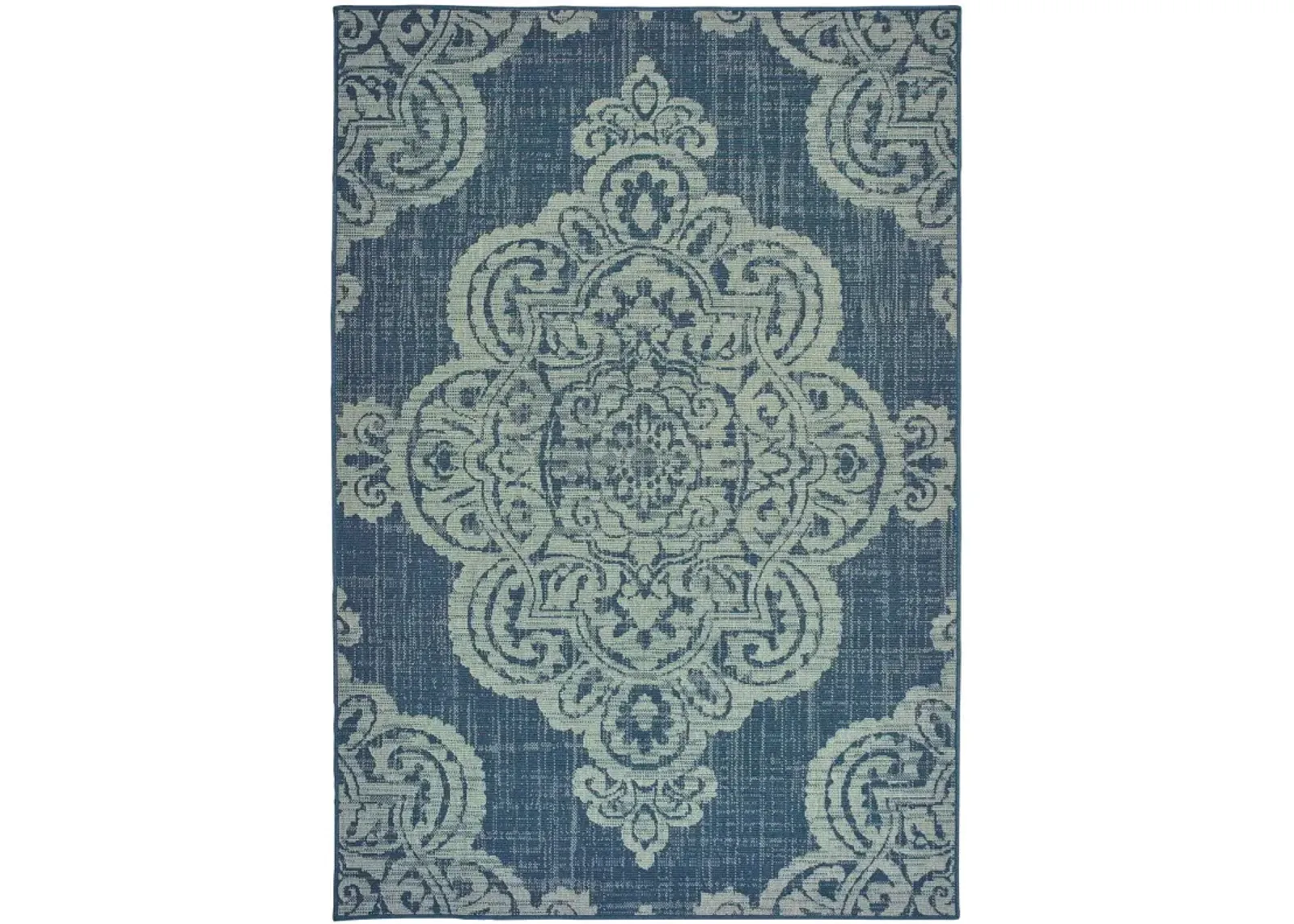 2' X 4' Oriental Stain Resistant Indoor & Outdoor Area Rug - Blue