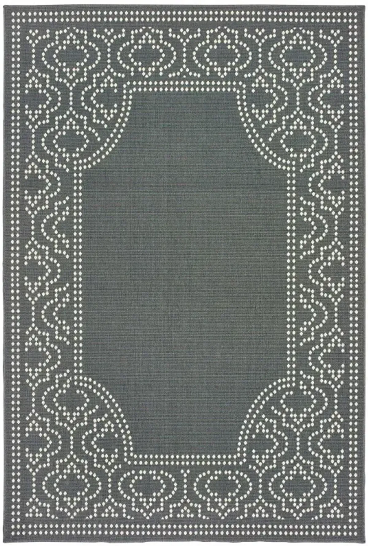 9' X 13' Stain Resistant Indoor / Outdoor Area Rug - Gray / Ivory