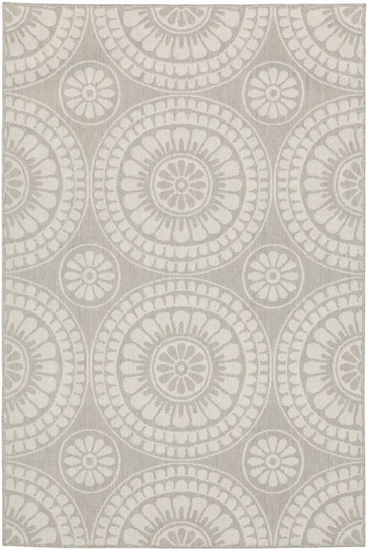 8' X 10' Geometric Stain Resistant Outdoor / Indoor Area Rug - Gray / Ivory