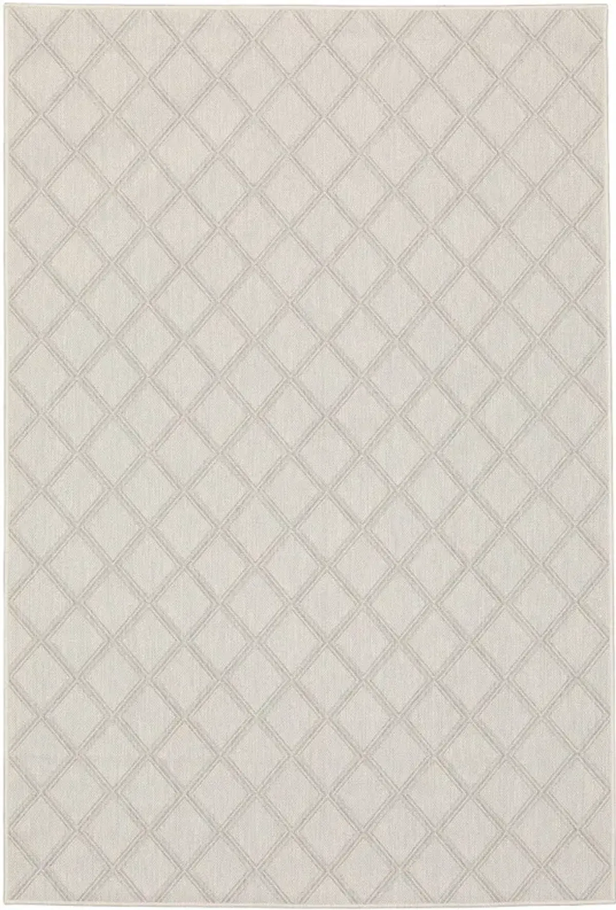 3' X 5' Geometric Stain Resistant Outdoor / Indoor Area Rug - Gray / Ivory