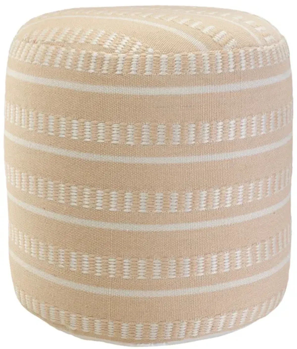 Polyester Round Striped Indoor Outdoor Pouf Ottoman - Orange