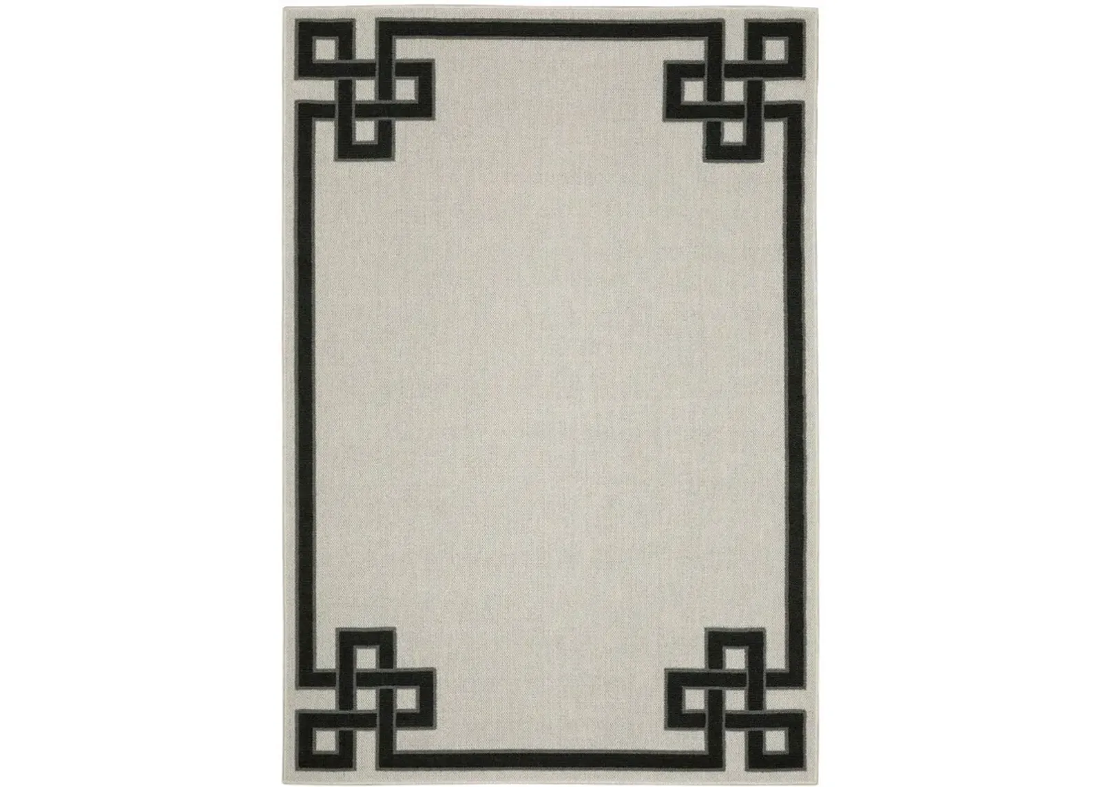 8' X 10' Stain Resistant Indoor / Outdoor Area Rug - Beige / Black