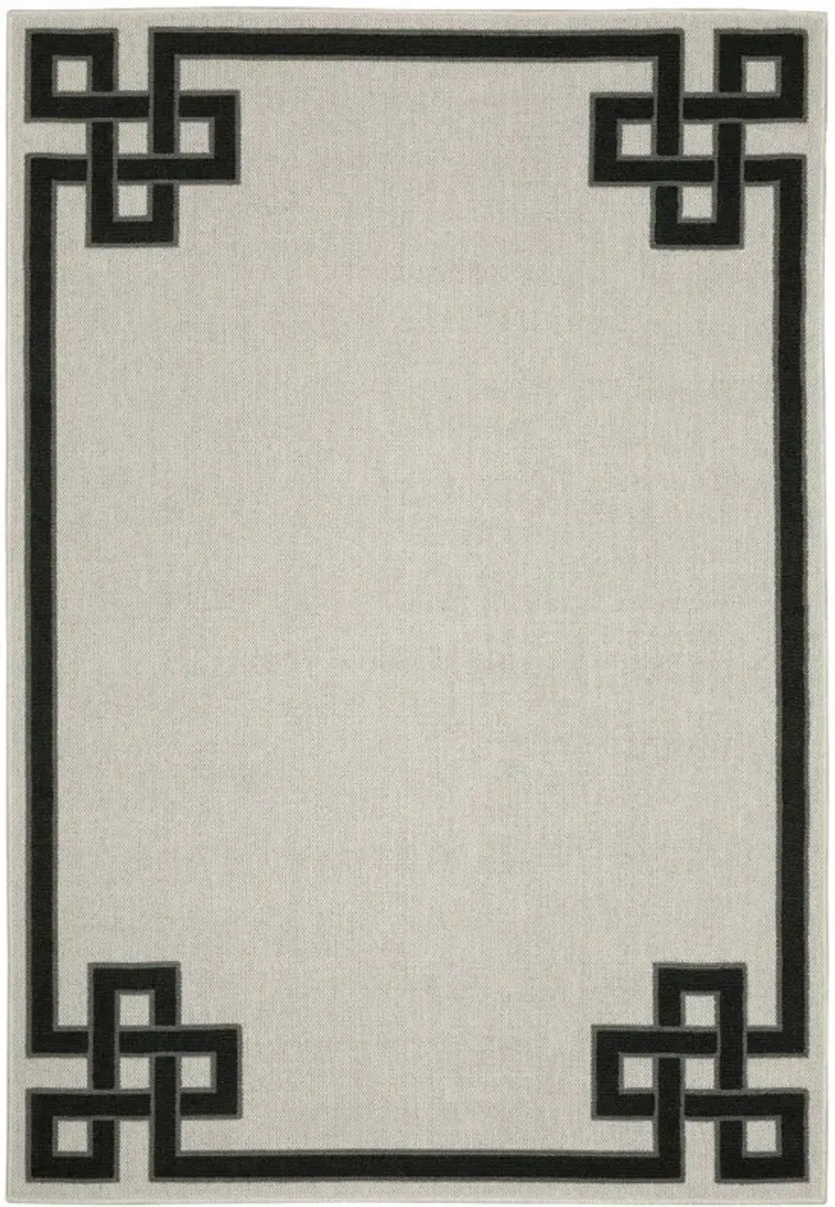 8' X 10' Stain Resistant Indoor / Outdoor Area Rug - Beige / Black