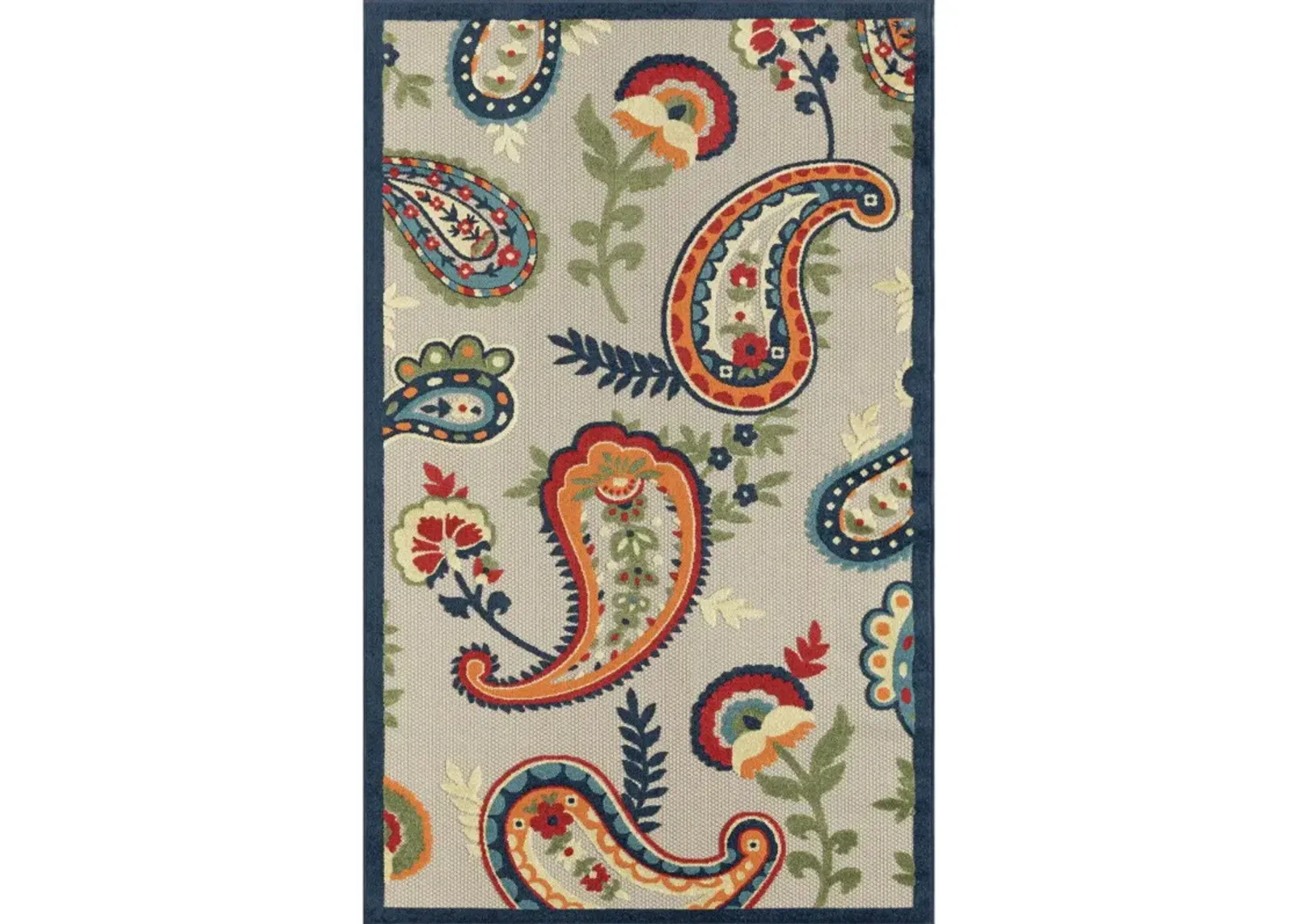 4' X 6' Paisley Non Skid Indoor / Outdoor Area Rug - Blue