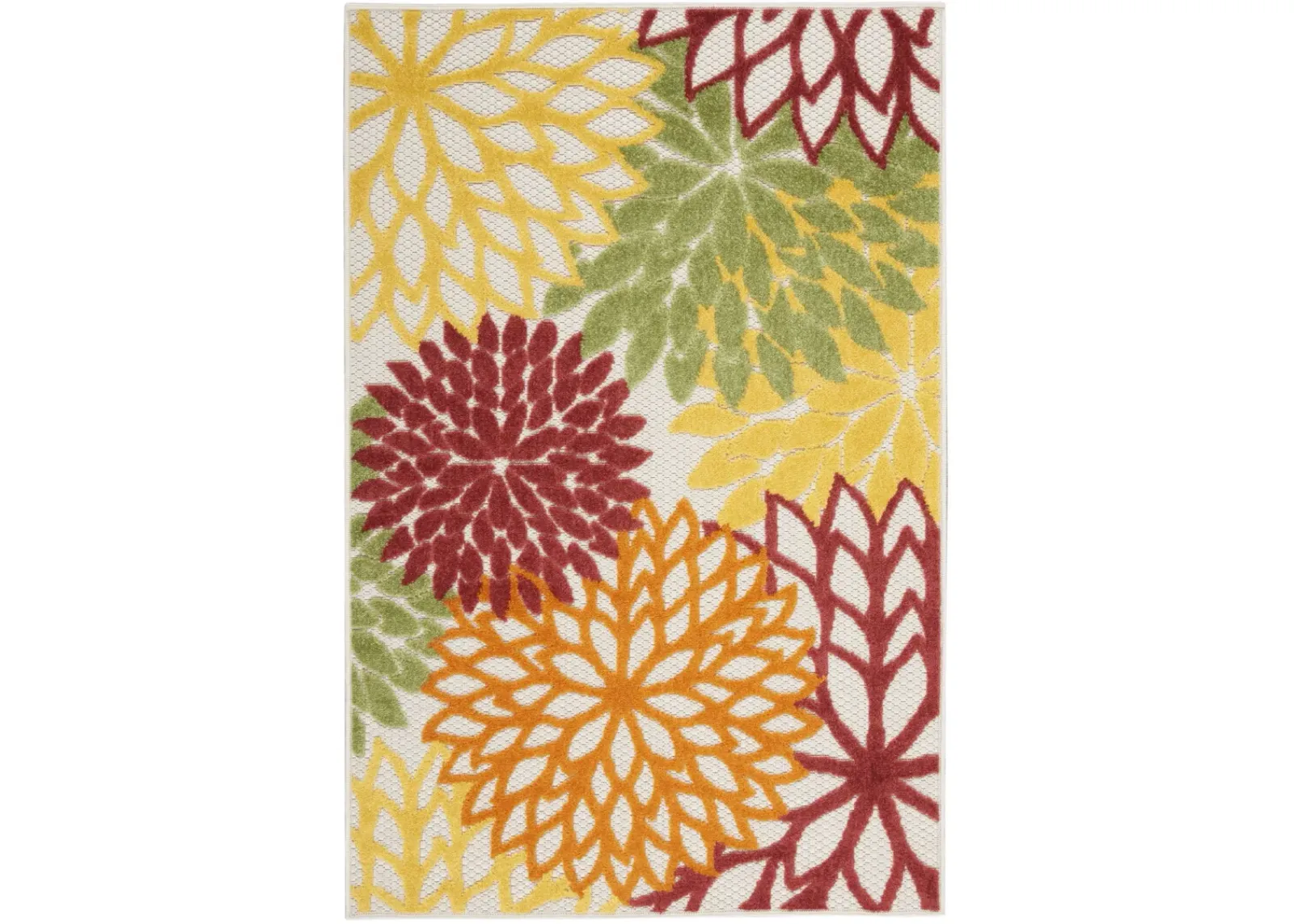 3' X 5' Floral Power Loom Area Rug - Red