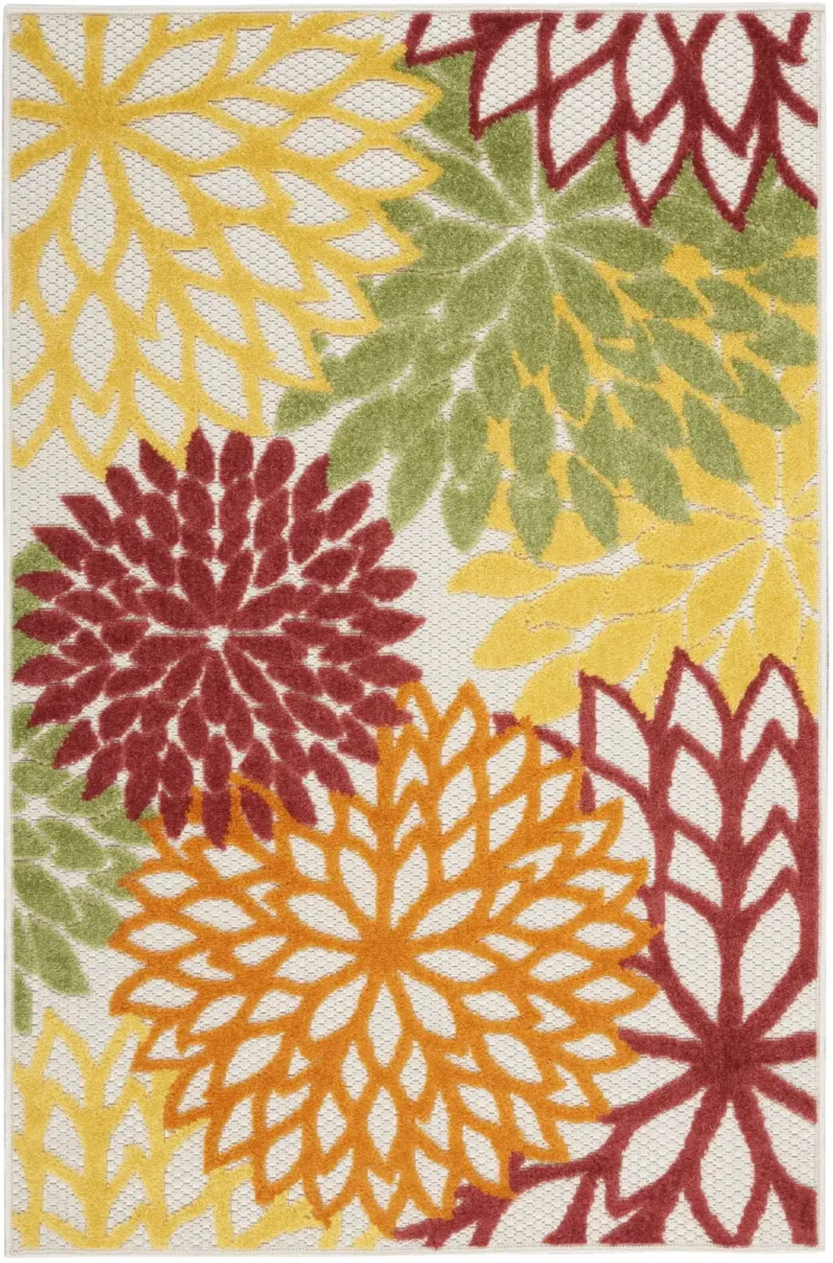 3' X 5' Floral Power Loom Area Rug - Red