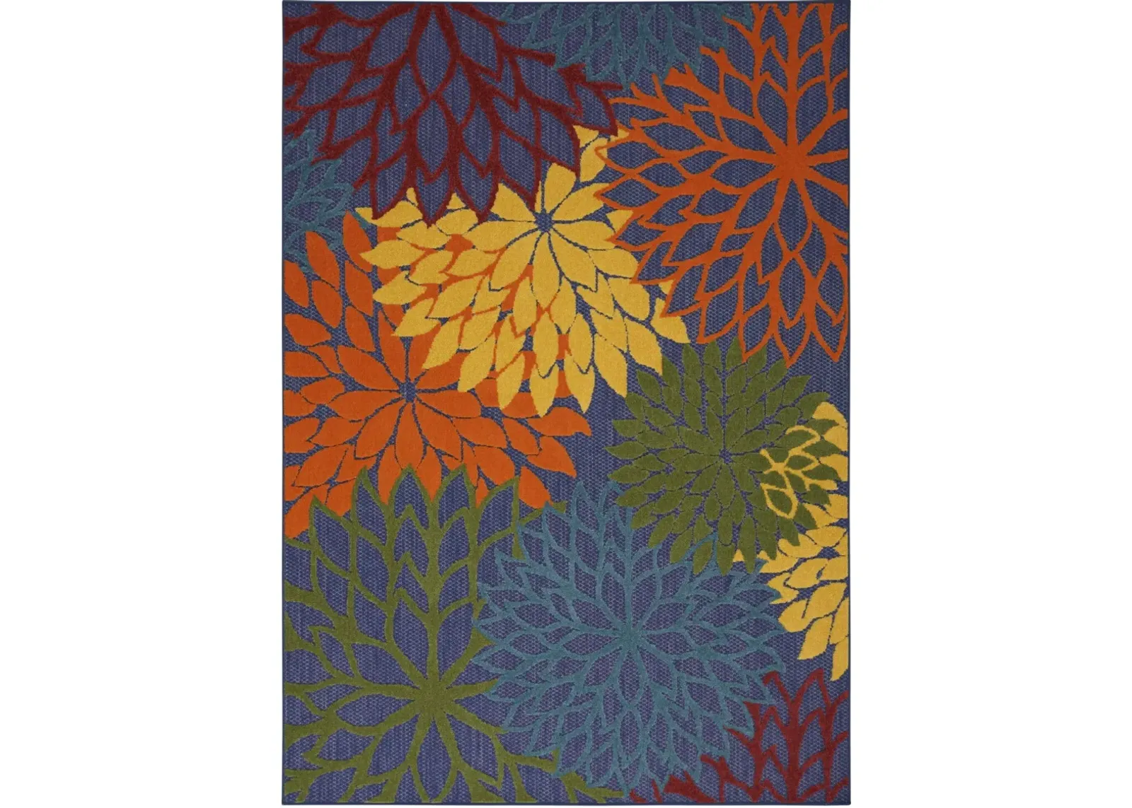 4' X 6' Floral Power Loom Area Rug - Blue / Orange