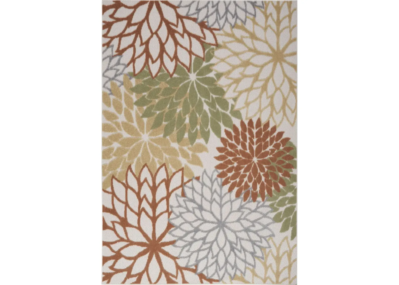 4' X 6' Floral Power Loom Area Rug - Orange / Blue