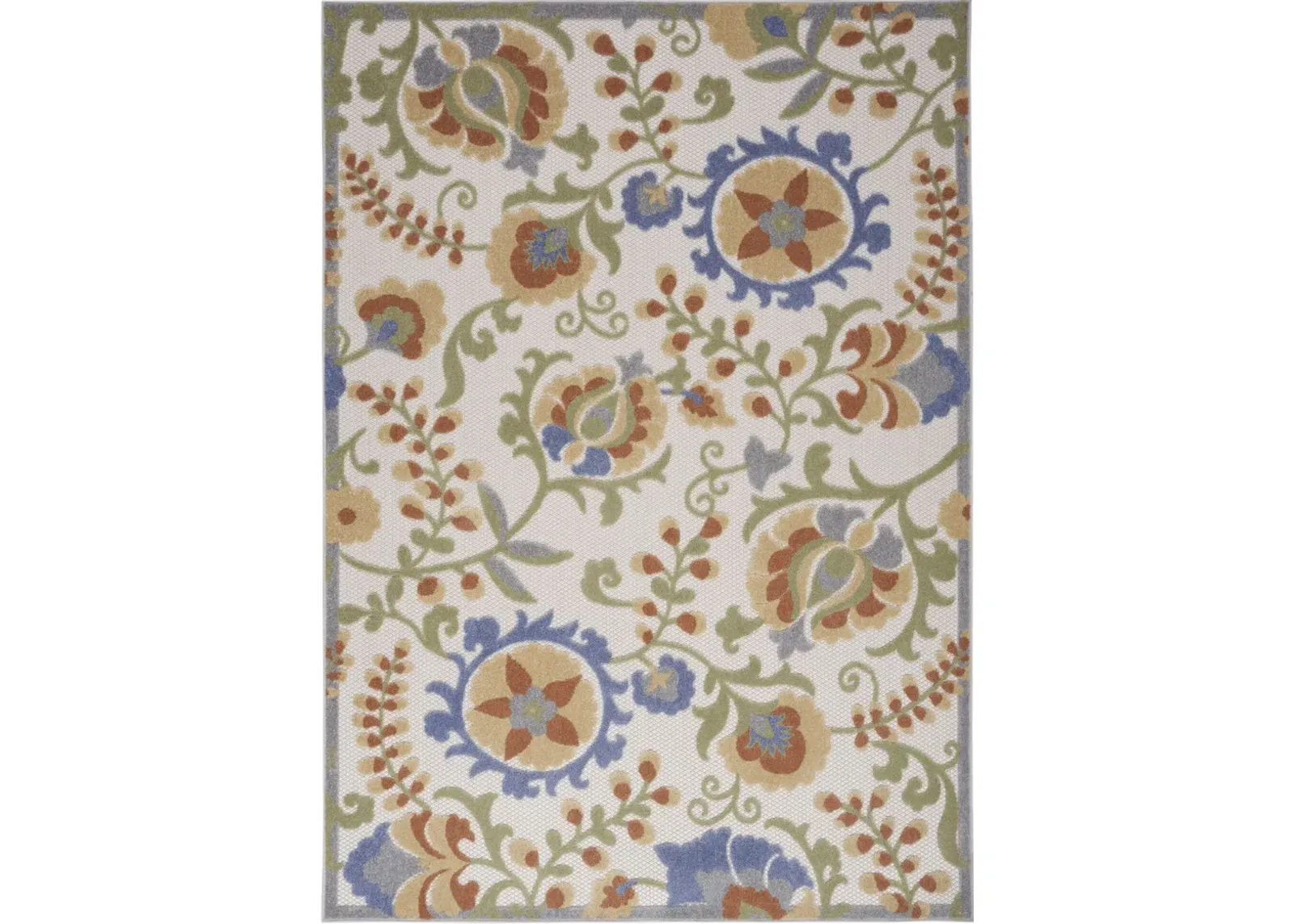 5' X 7' Floral Power Loom Area Rug - Yellow / Blue