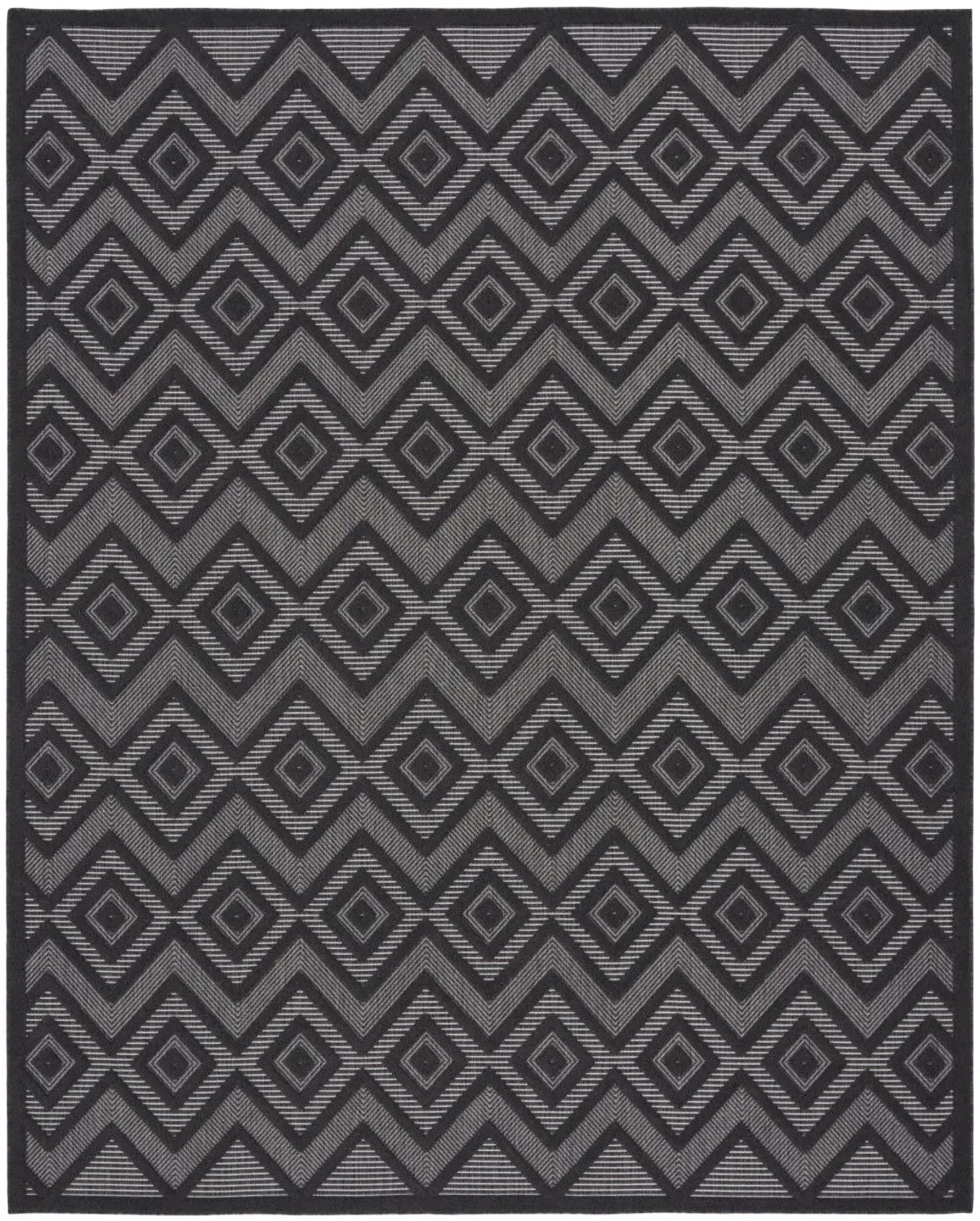 8' X 10' Geometric Flatweave Area Rug - Black
