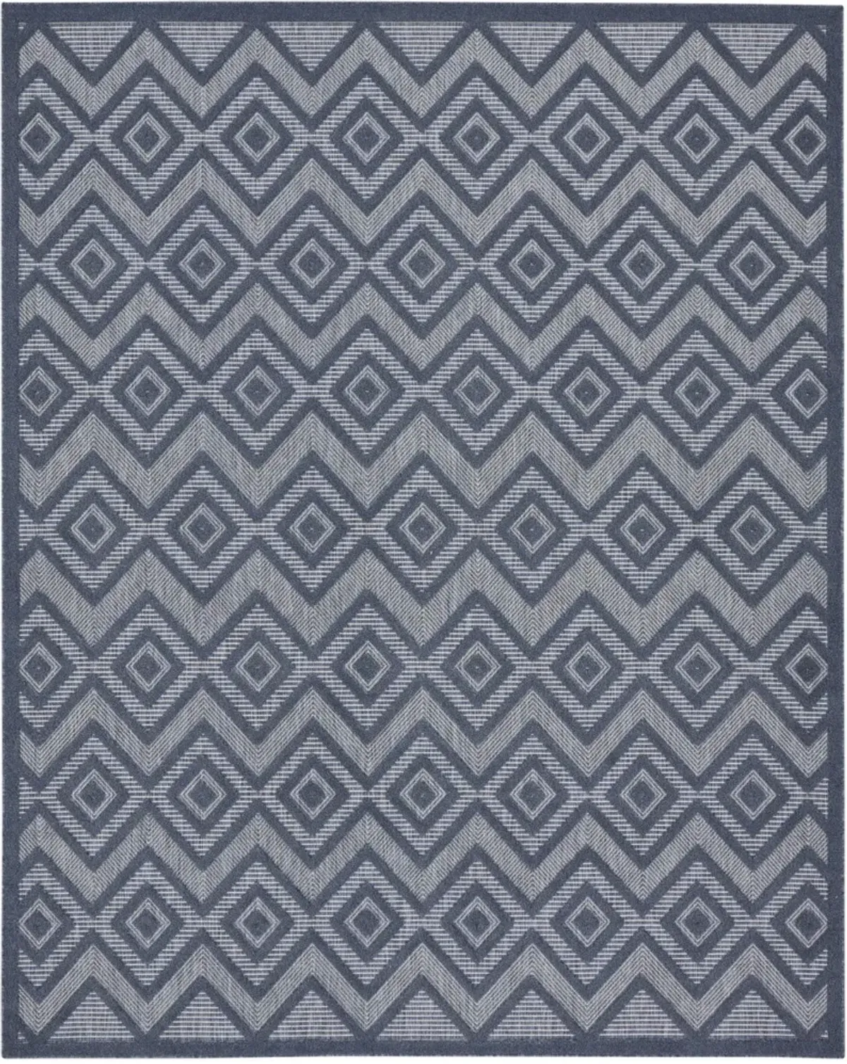 8' X 10' Geometric Flatweave Area Rug - Navy Blue