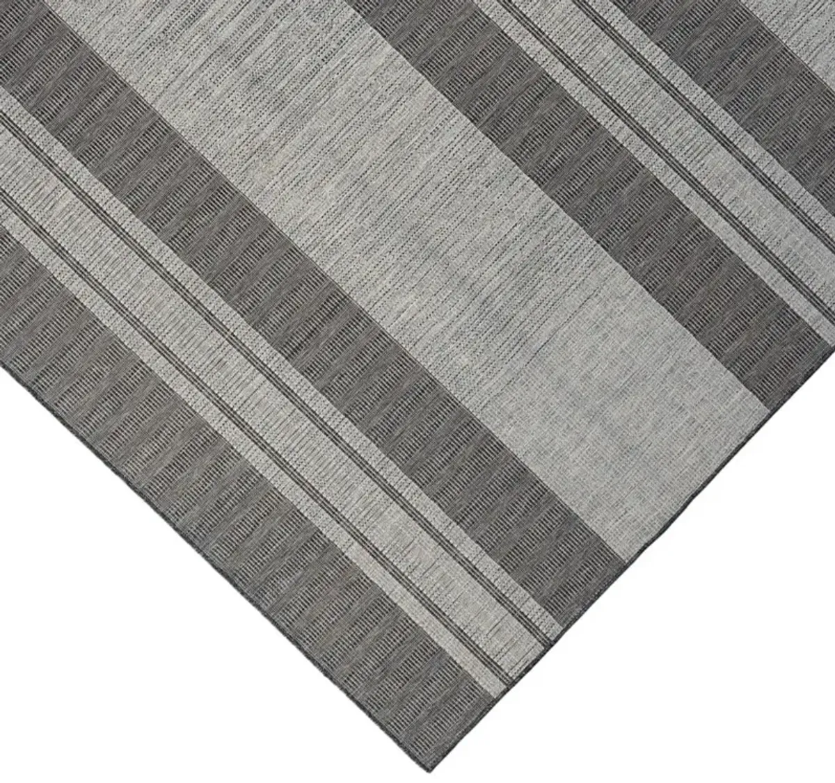 5' X 8' Striped Stain Resistant Outdoor / Indoor Area Rug - Blue / Gray