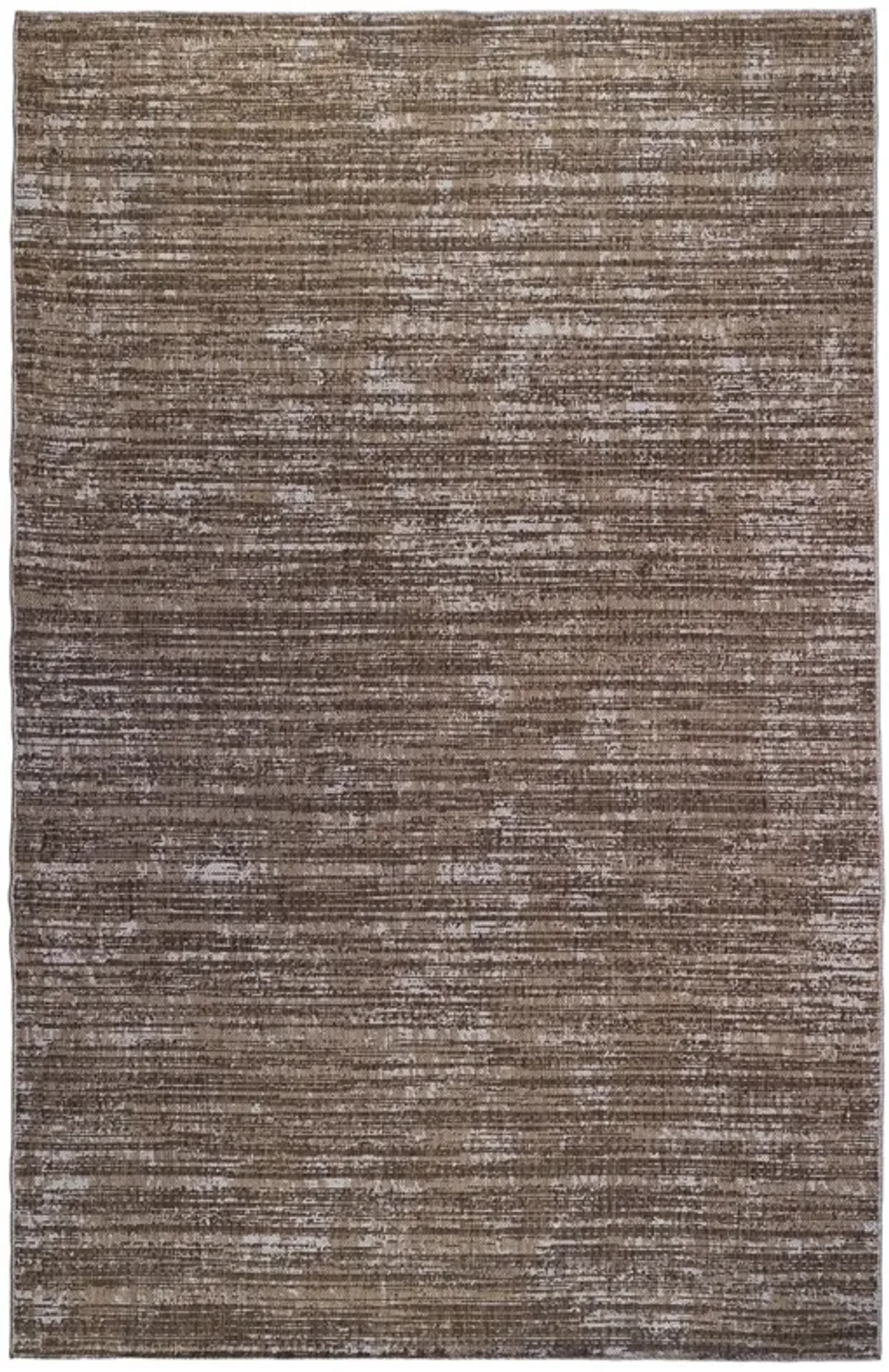 6' X 9' Striped Stain Resistant Indoor / Outdoor Area Rug - Brown / Ivory