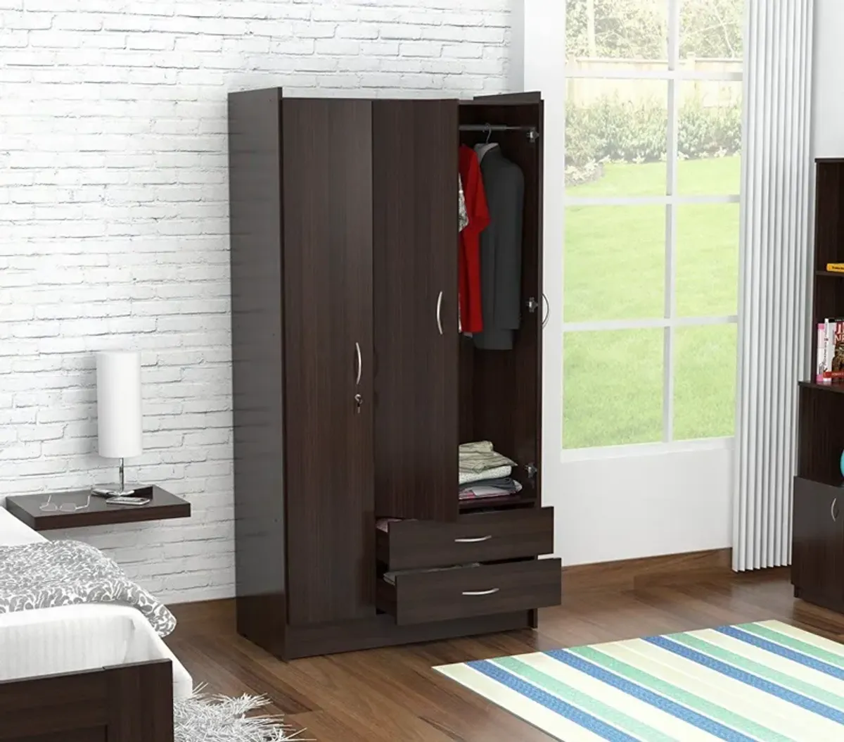 Wardrobe Armoire - Espresso Finish