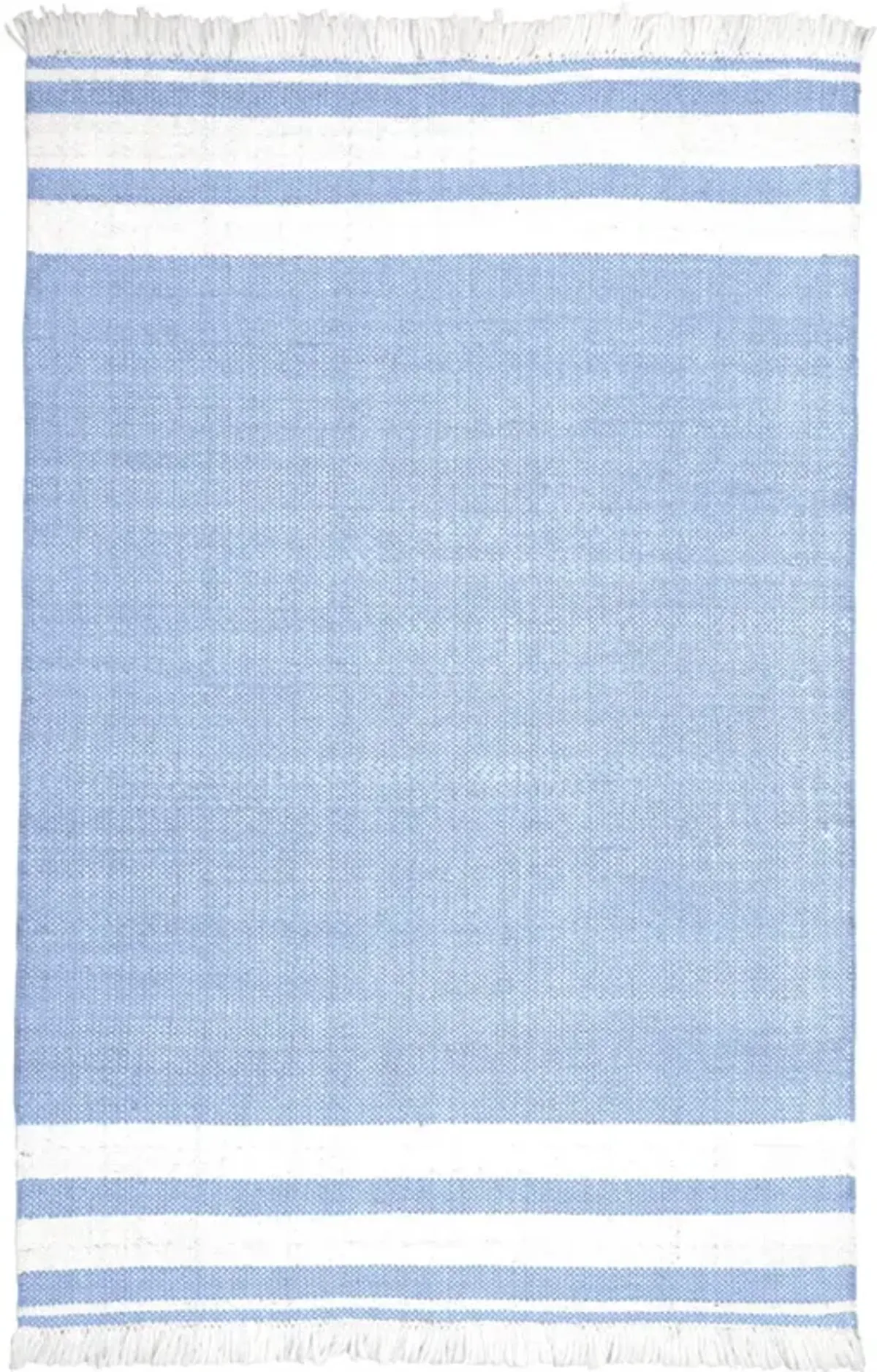 8' X 10' Striped Handmade Stain Resistant Non Skid Indoor / Outdoor Area Rug - Blue