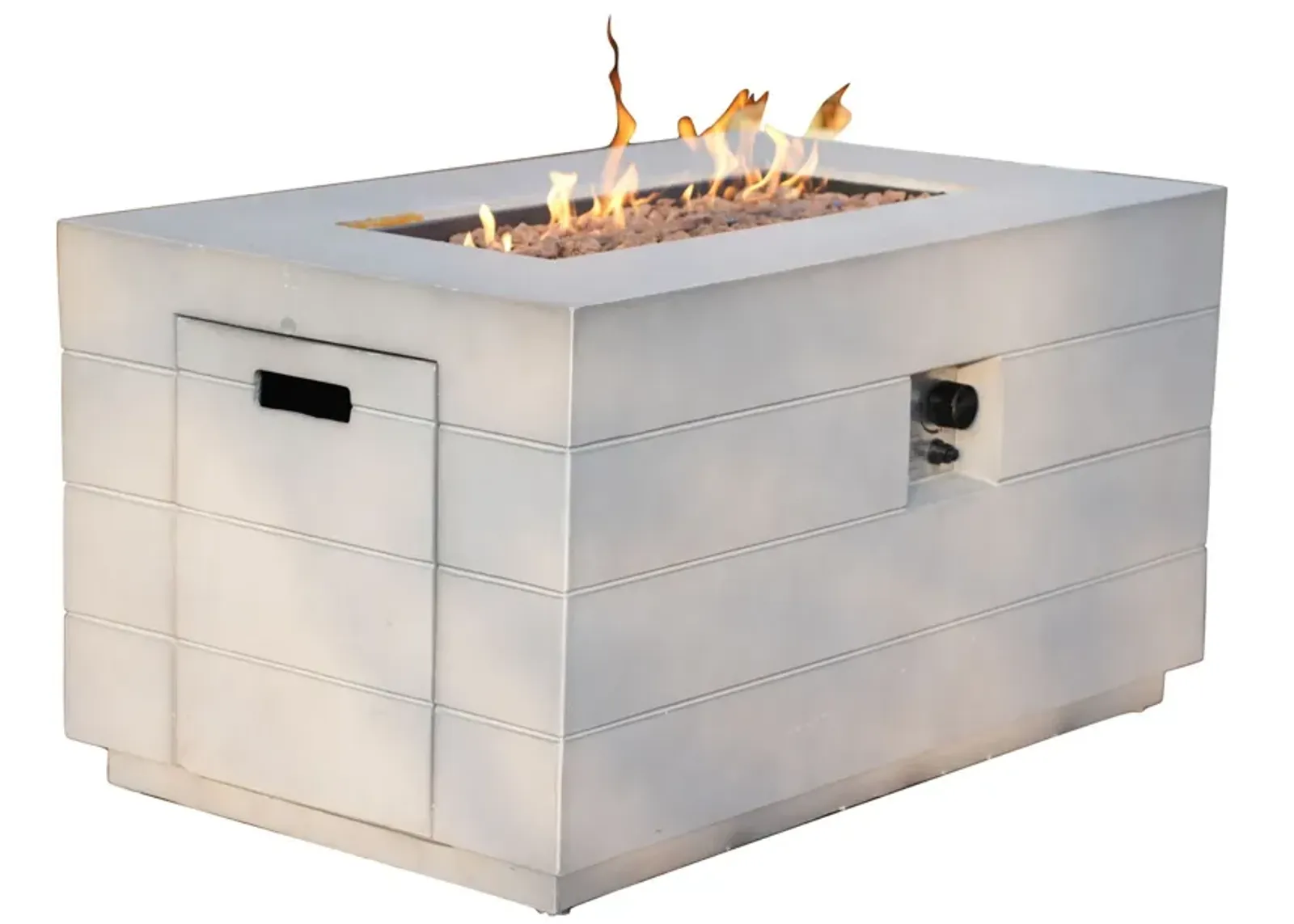 Aluminum Natural Gas Rectangular Fire Pit Table With Cover - Gray