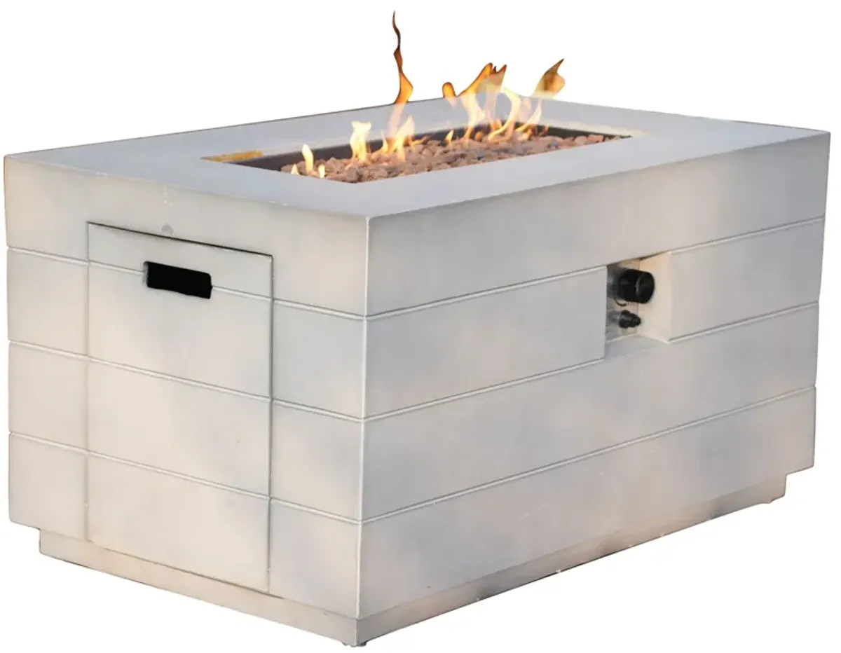 Aluminum Natural Gas Rectangular Fire Pit Table With Cover - Gray