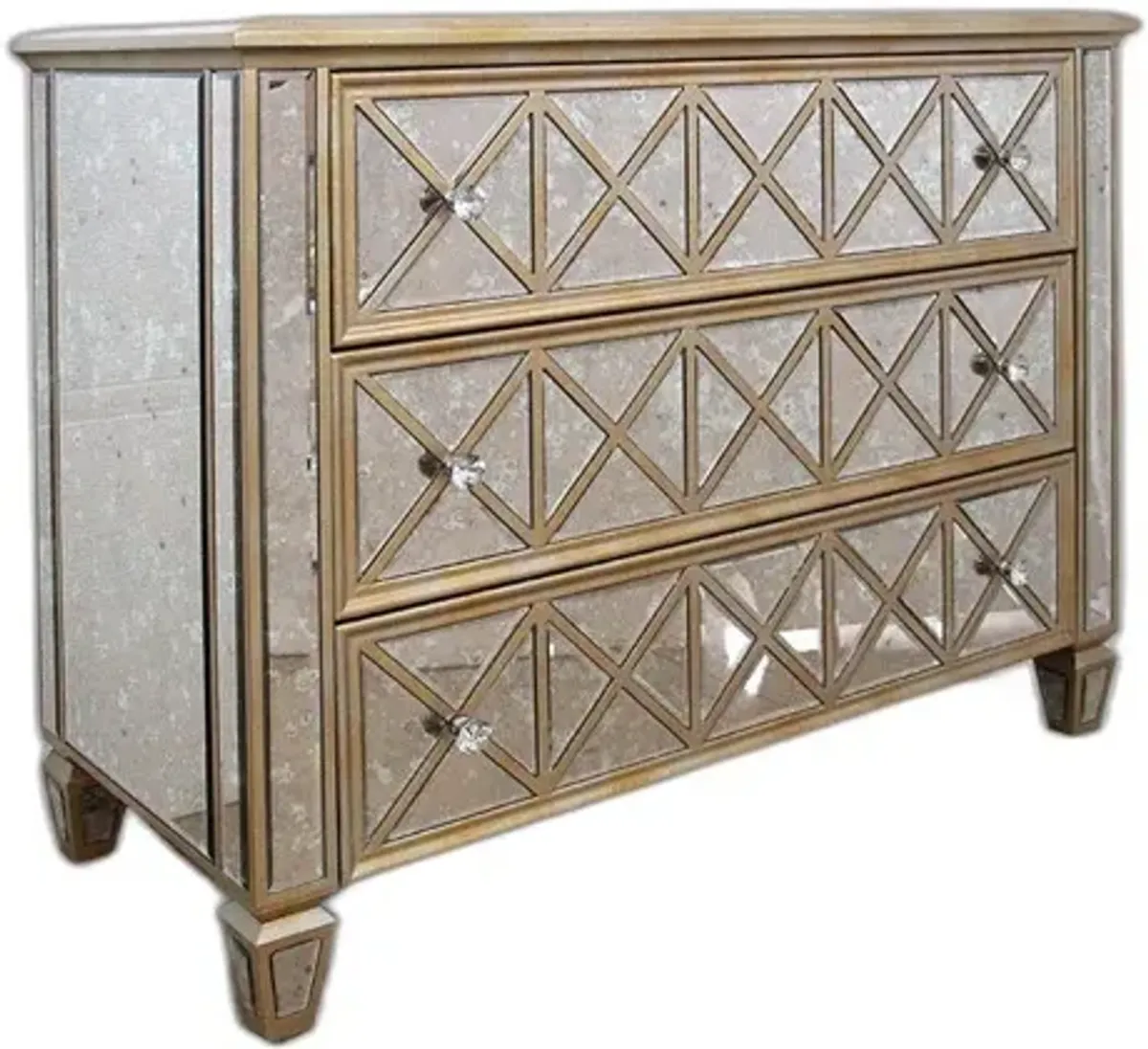 Dresser With 3 Drawers - Mirrored