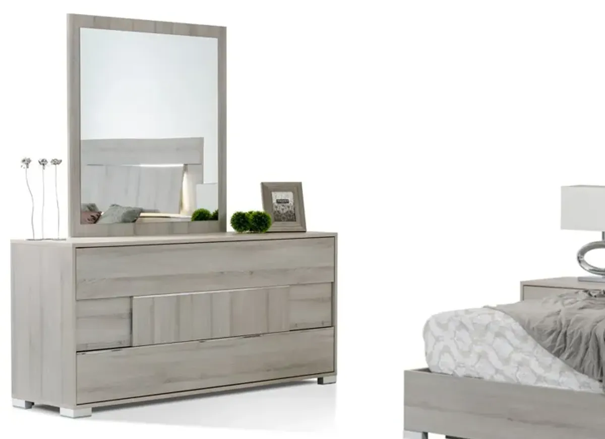 Three Drawer Double Dresser - Gray