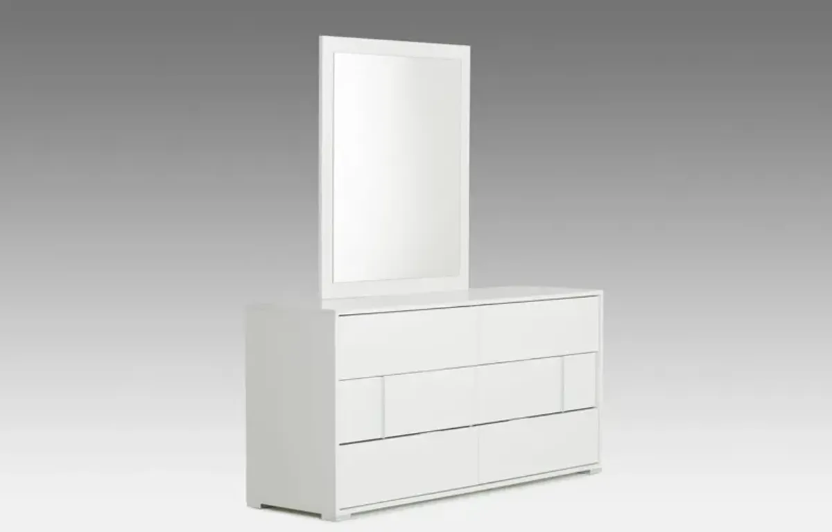 Six Drawer, Double Dresser - White