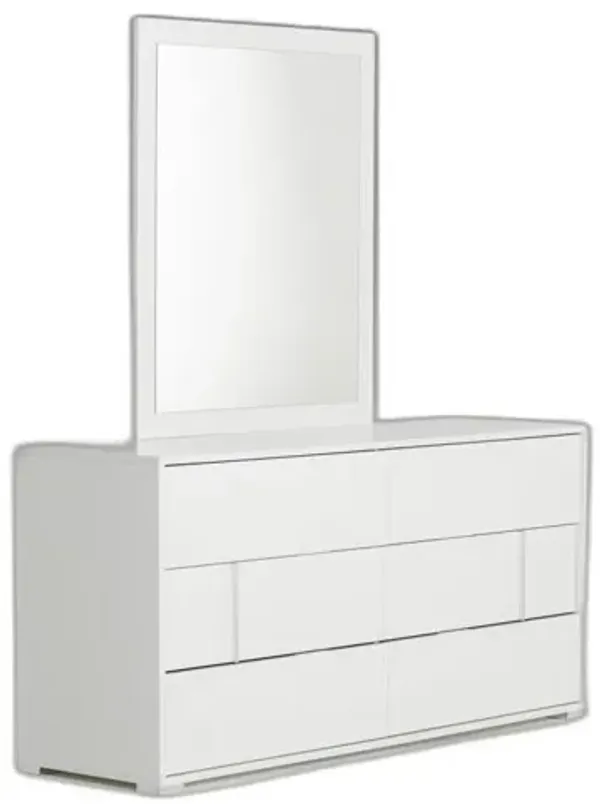 Six Drawer, Double Dresser - White