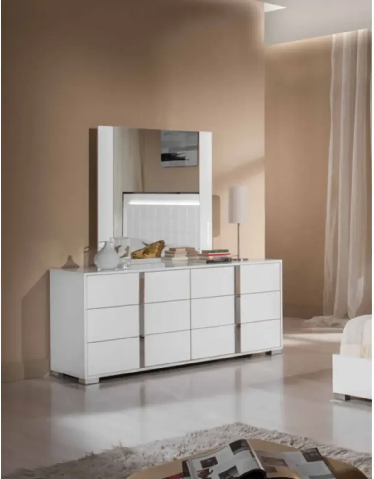 Minimalist 6 Drawer Dresser - White