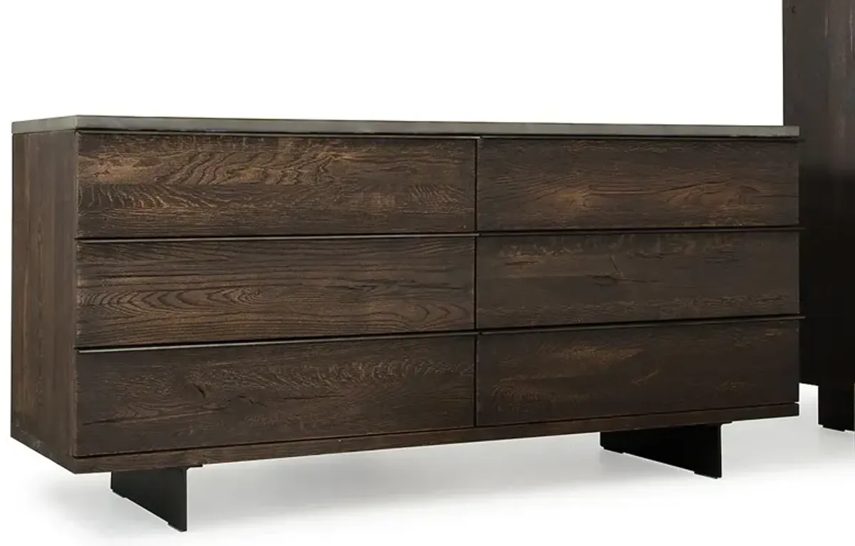 Wood And Metal Dresser - Dark Aged Oak