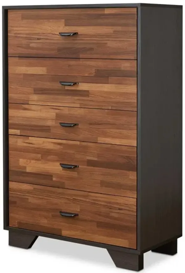 Manufactured Wood Five Drawer Chest - Walnut / Espresso