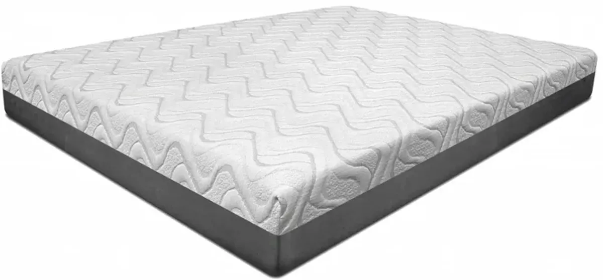 10" California King Gel Memory Foam Patterned Fabric Mattress - White / Black