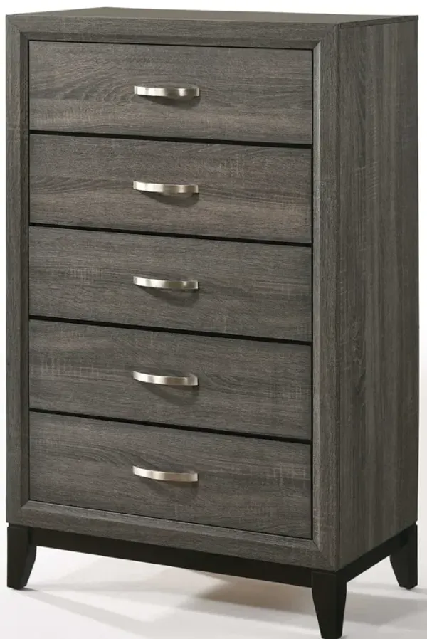 Wood Five Drawer Chest - Gray