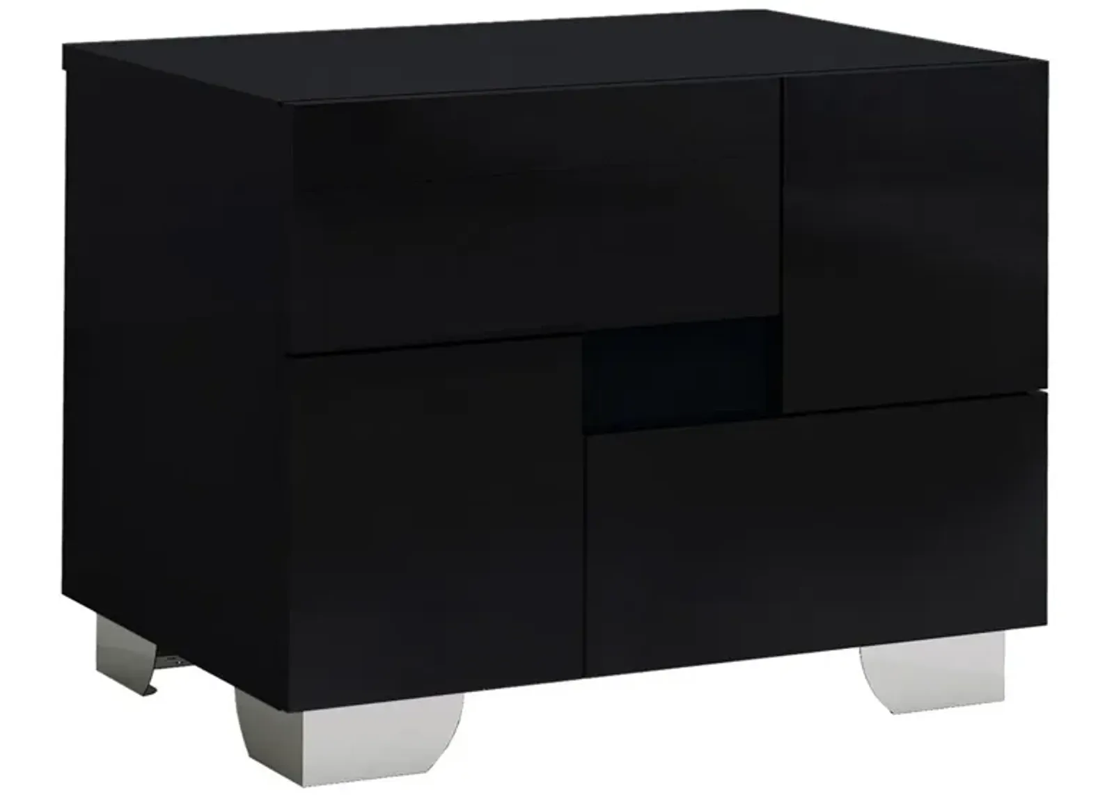 Two Drawers Metal Mirrored Nightstand - Black