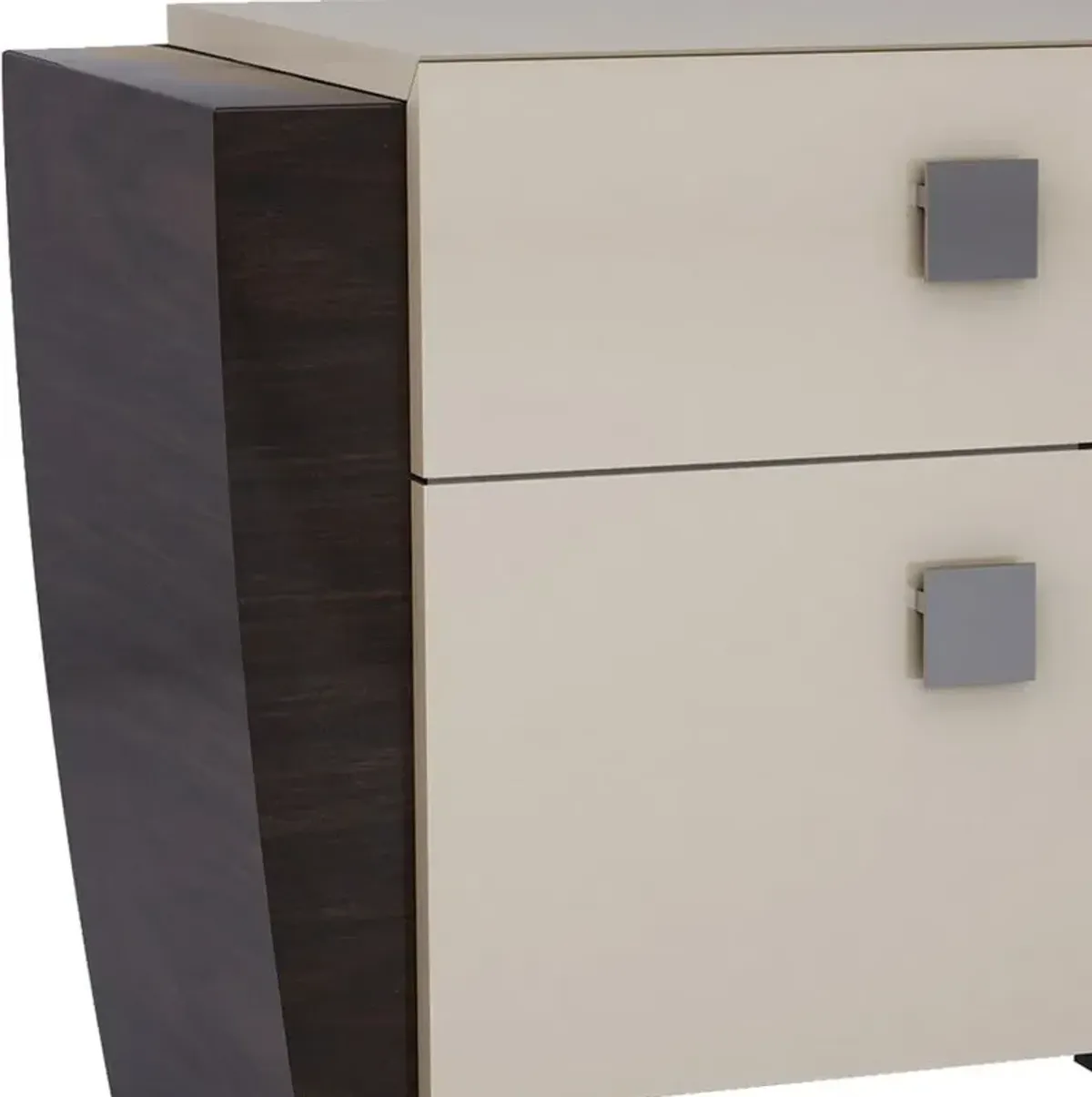 Refined High Gloss Nightstand - Beige