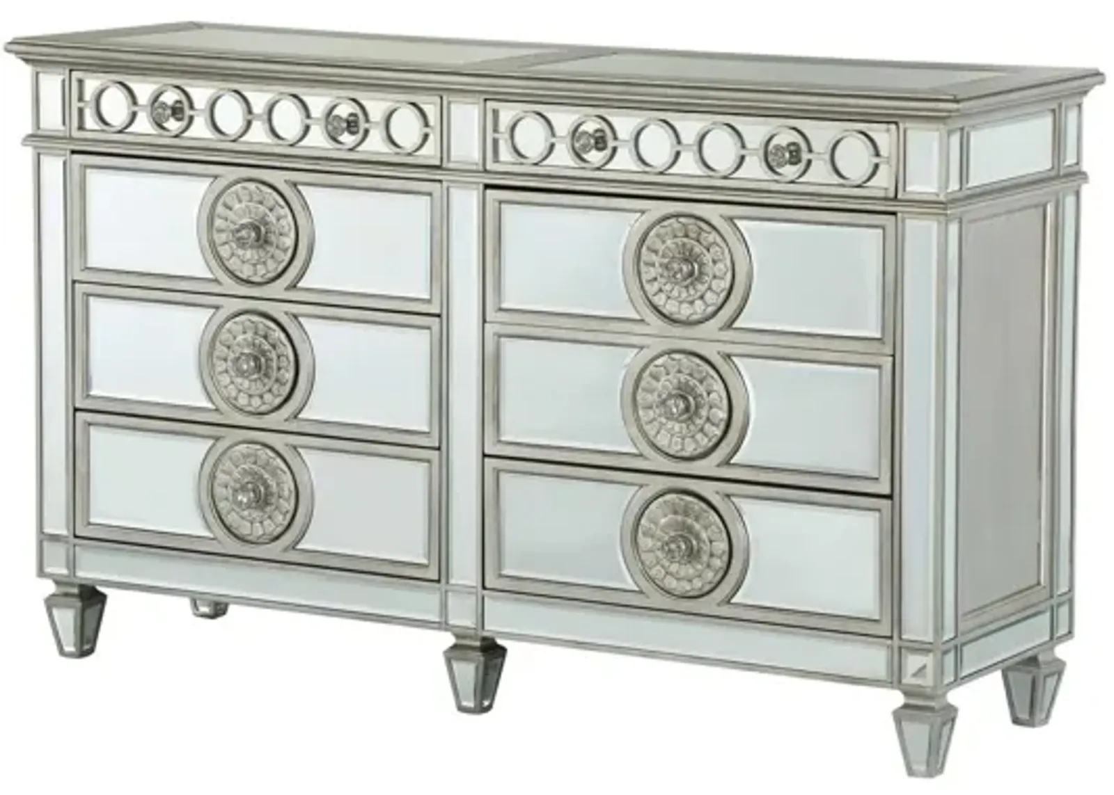 Solid Wood 6 Drawer Double Dresser - Gray