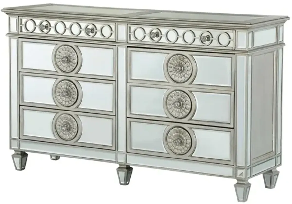 Solid Wood 6 Drawer Double Dresser - Gray