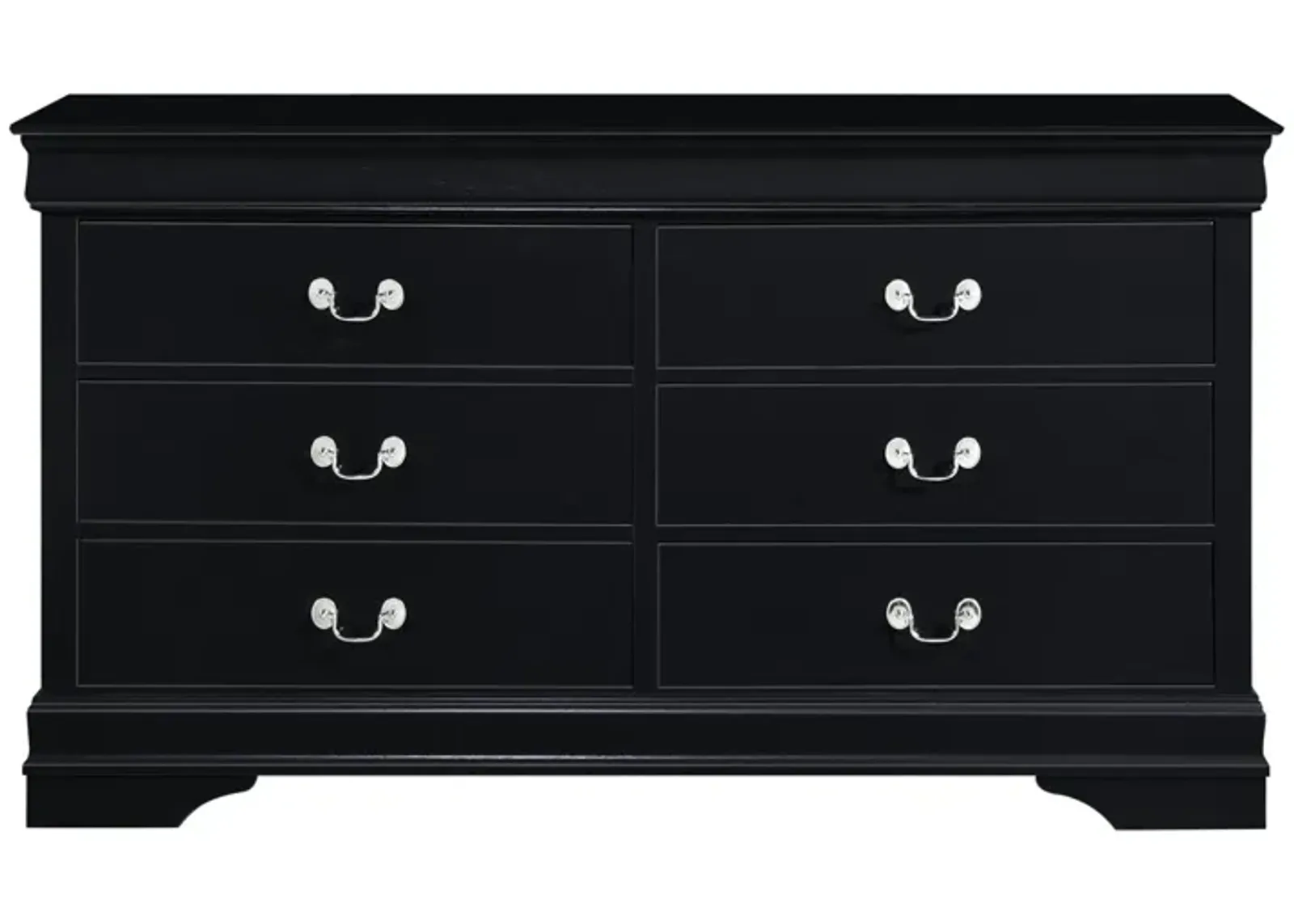 Wood Six Drawer Double Dresser - Black