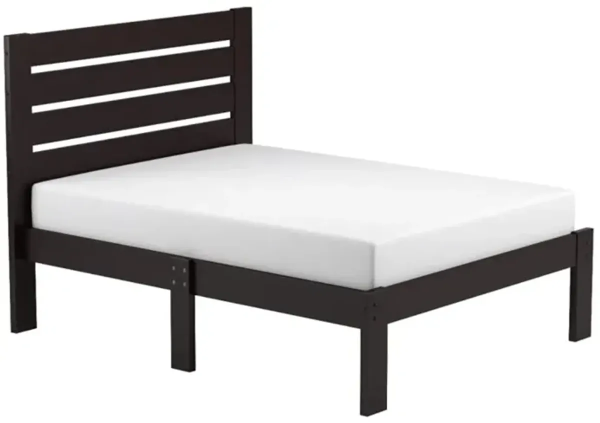 Popular Queen Size Slat Wood Bed - Espresso