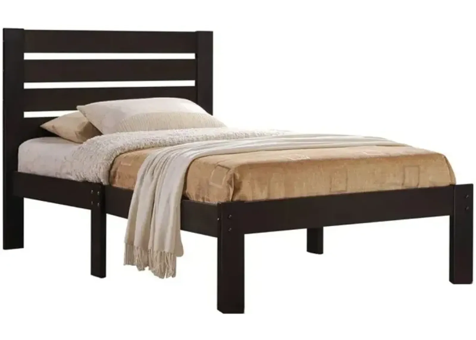 Solid Wood Full Tufted Bed With Mattress - Espresso